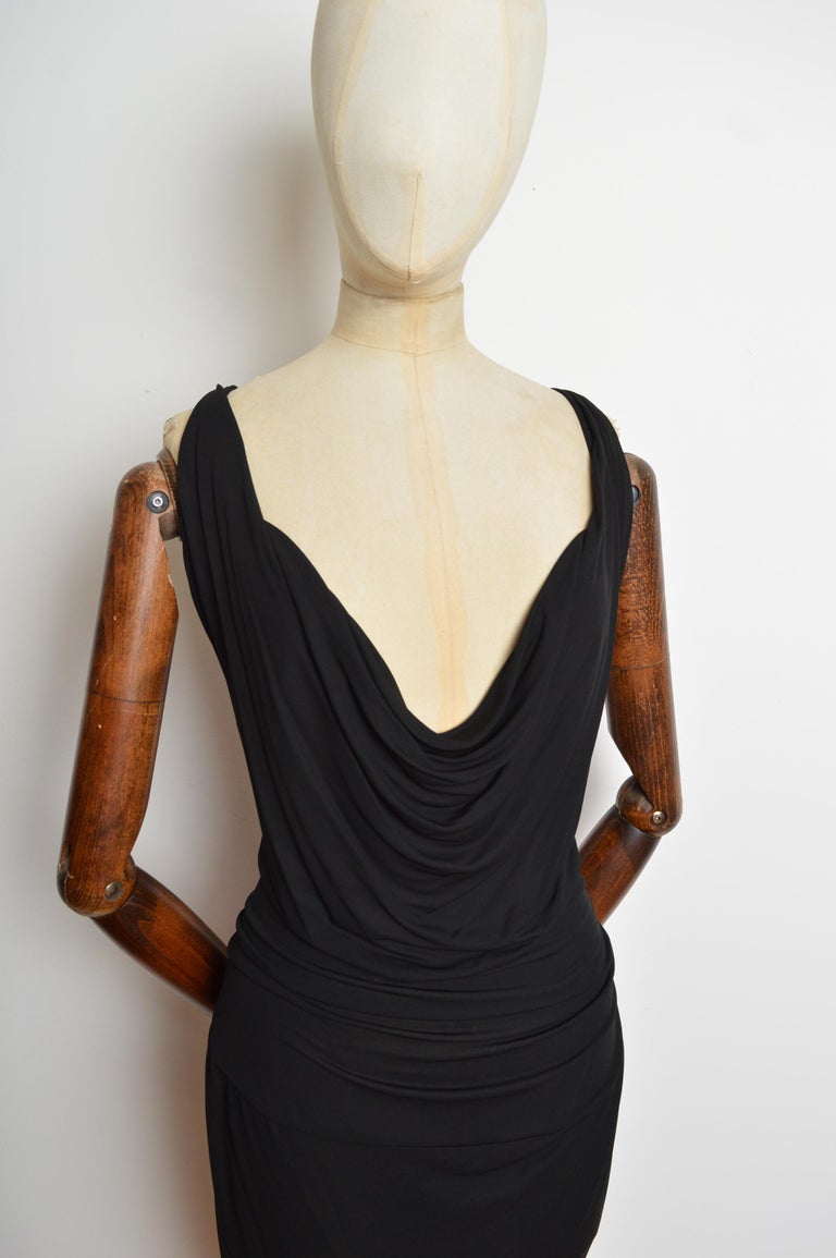 Spring 2008 Vivienne Westwood Black draped low cut sexy Cocktail Dress For  Sale at 1stDibs