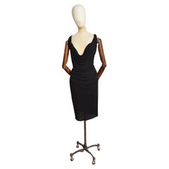 Frühjahr 2008 Vivienne Westwood Schwarzes drapiertes tief ausgeschnittenes sexy Cocktailkleid
