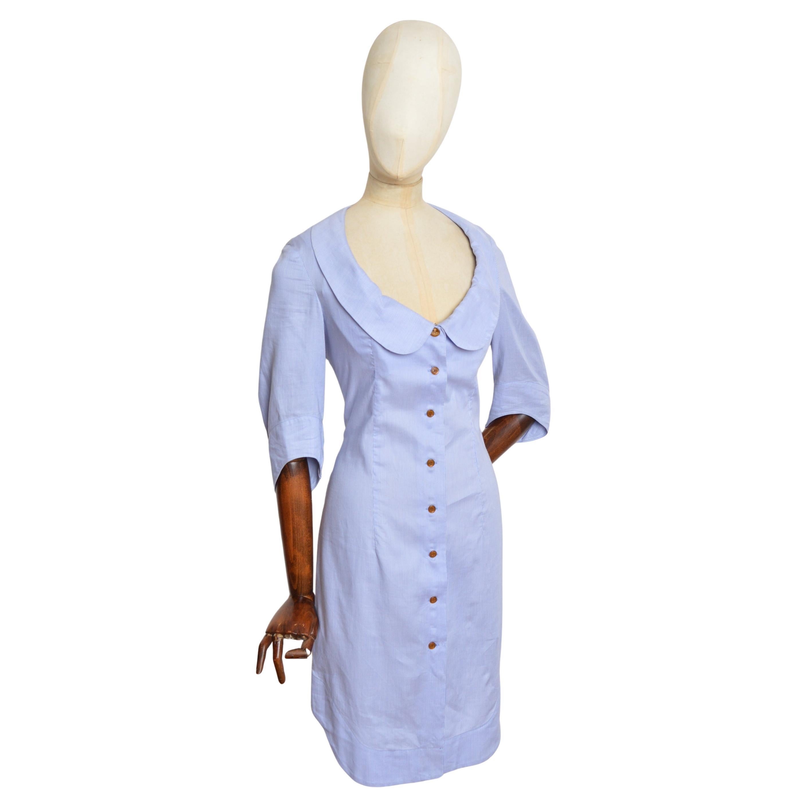 Spring 2008 Vivienne Westwood Blue & White Pin striped corseted shirt Dress