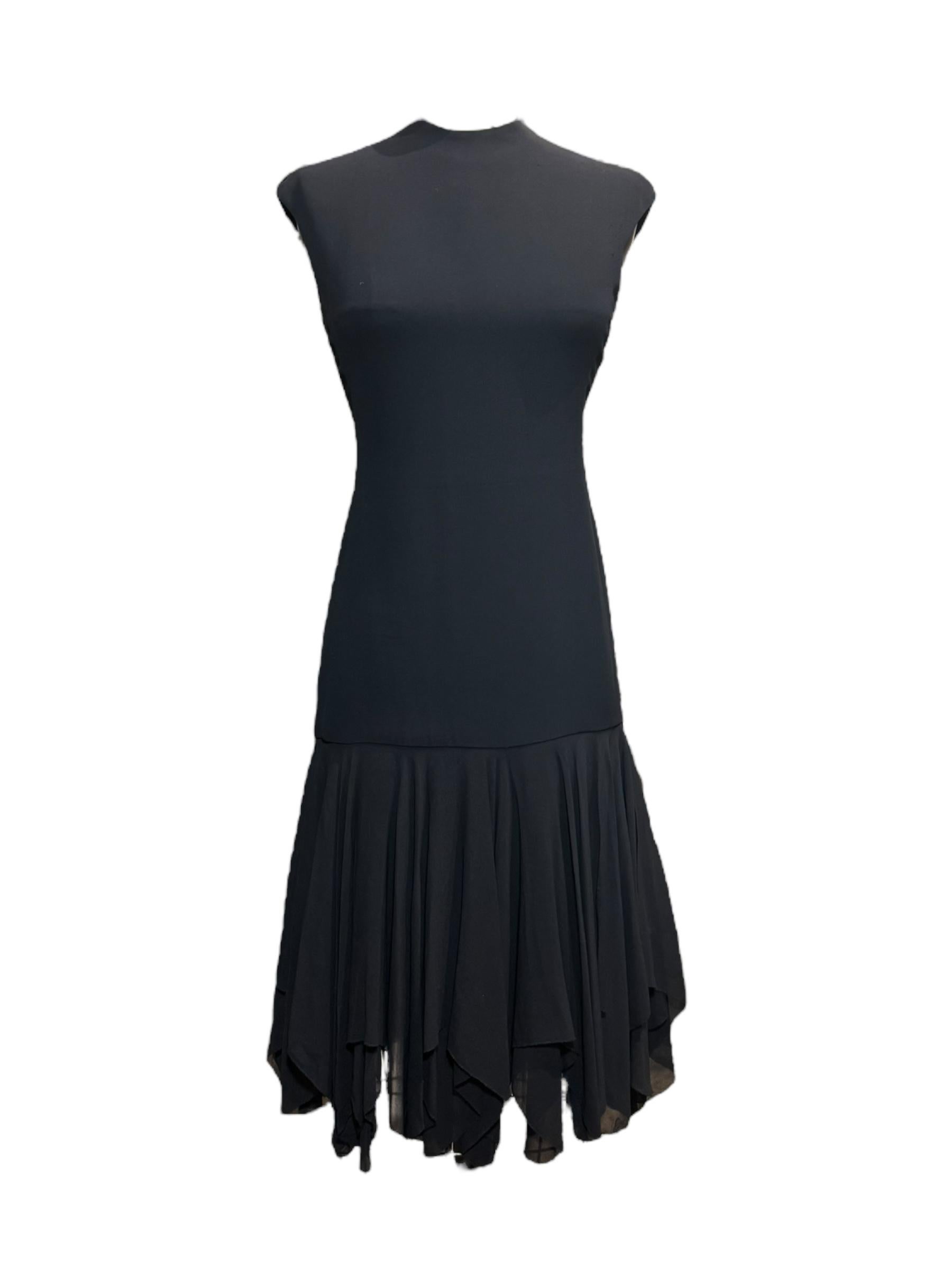 Printemps 2009 - Ralph Lauren - Robe en soie noire à volants et col rond Unisexe en vente
