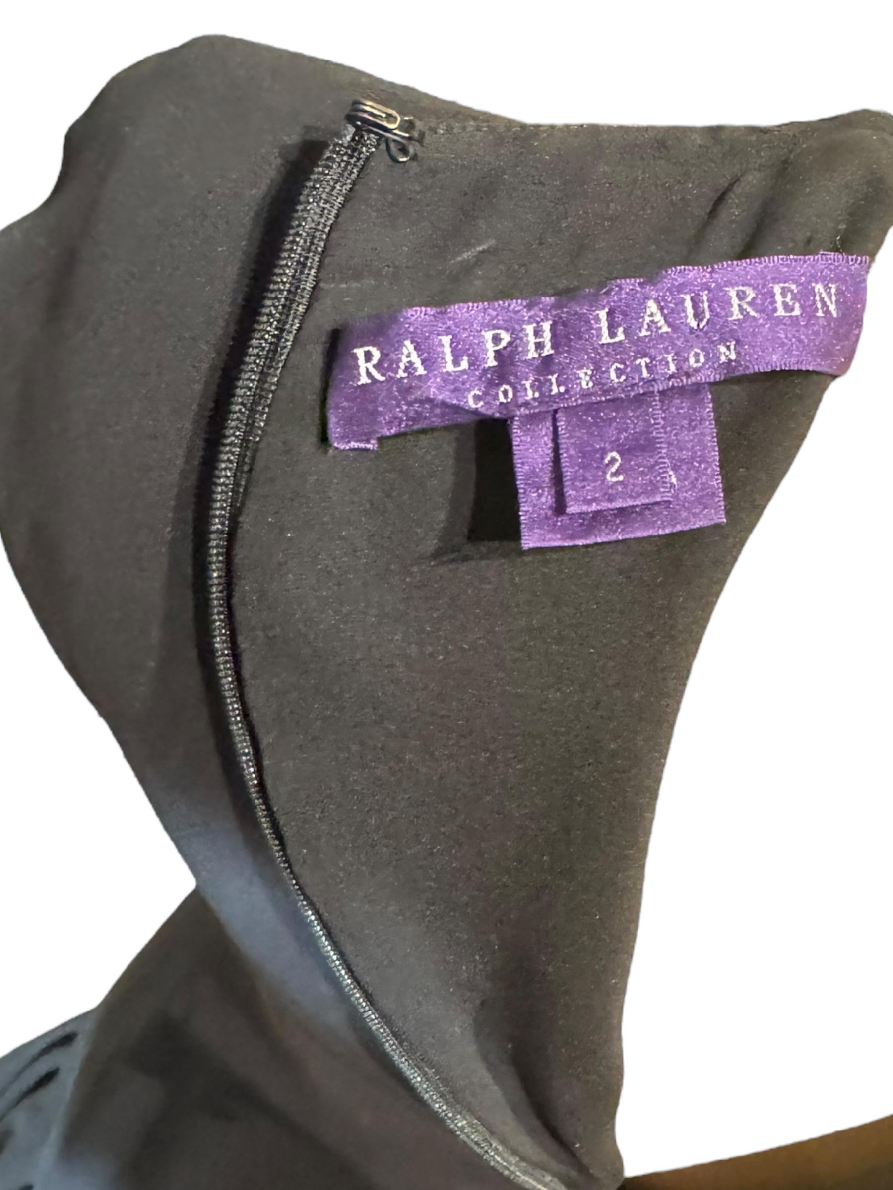 Printemps 2009 - Ralph Lauren - Robe en soie noire à volants et col rond en vente 1