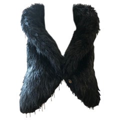 Spring 2010 Chanel Black Faux Fur Vest with Beading 34Fr Never Worn 