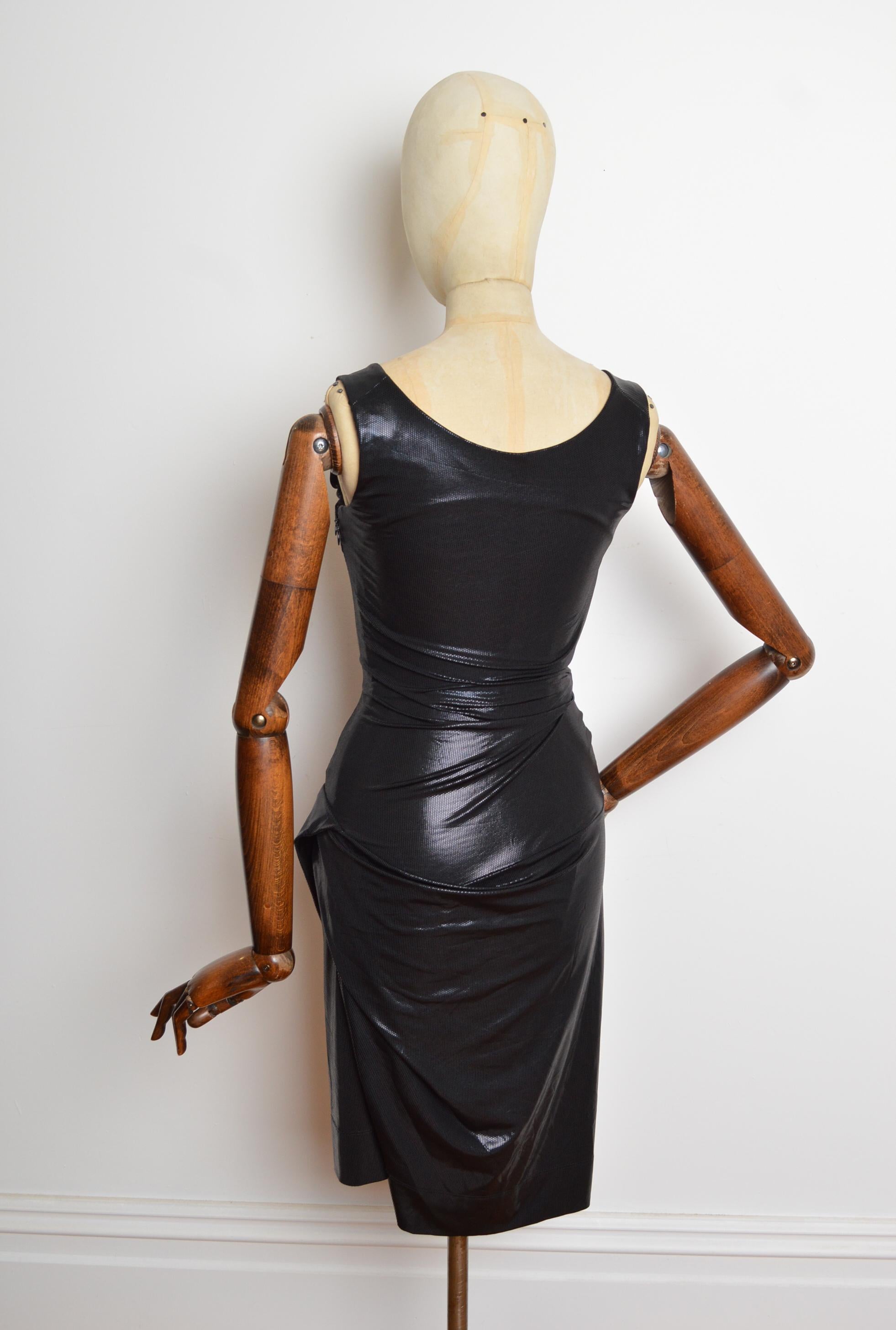 Printemps 2010 - Vivienne Westwood - Robe de cocktail à corset Wet Look noir brillant en vente 6