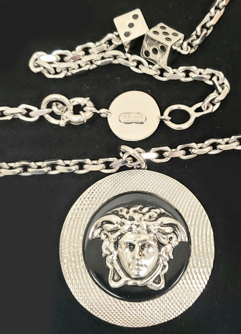 Spring 2011 L# 21 NEW VERSACE SILVER TONE METAL MEDUSA NECKLACE For Sale at  1stDibs