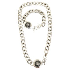 Spring 2011 L# 33 NEW VERSACE SILVER TONE METAL NECKLACE and BRACELET