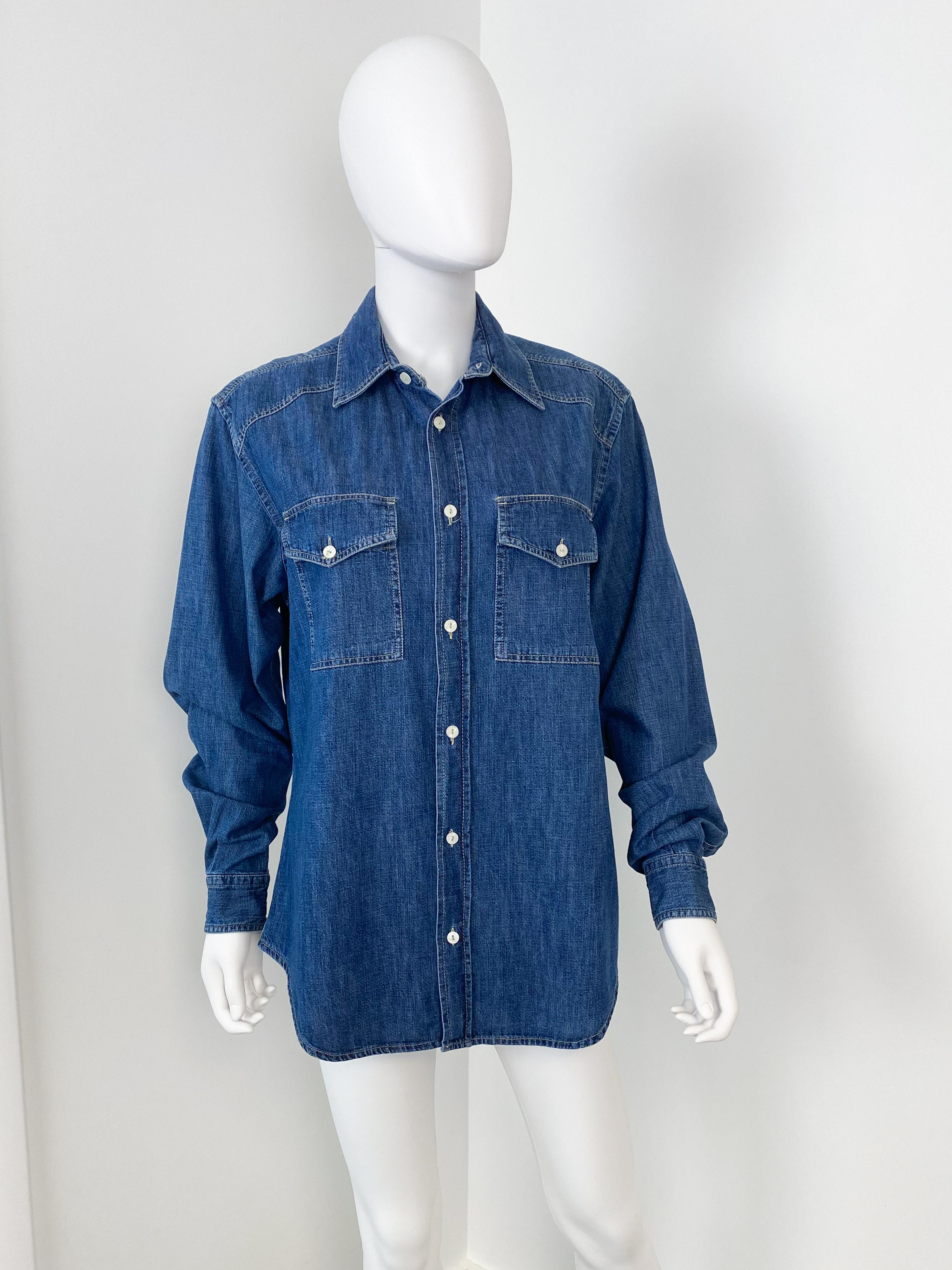 Blue Spring 2012 Castelbajac Mickey Mouse Denim Shirt Size Men S or Women L/XL For Sale