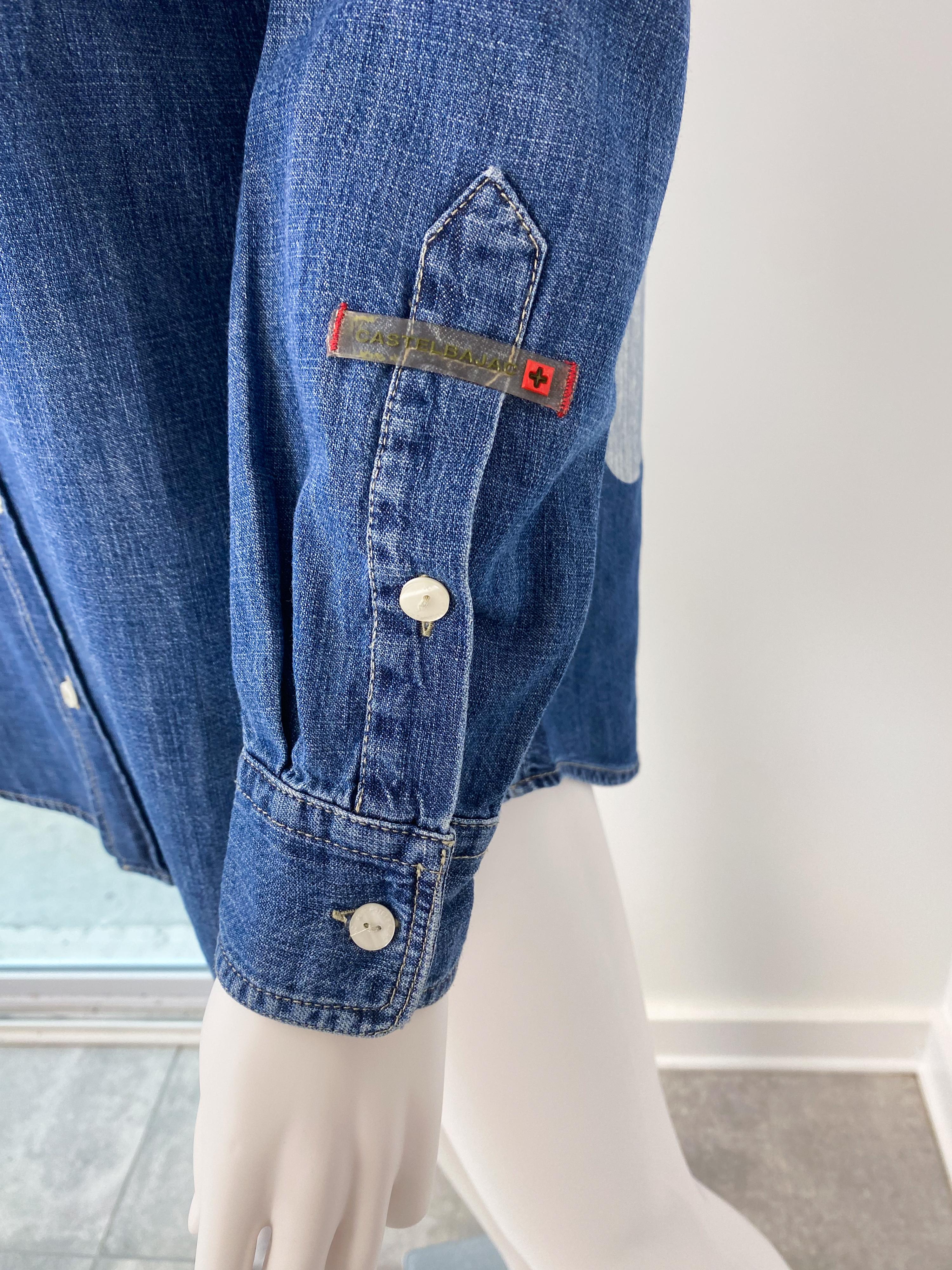 Spring 2012 Castelbajac Mickey Mouse Denim Shirt Size Men S or Women L/XL For Sale 1