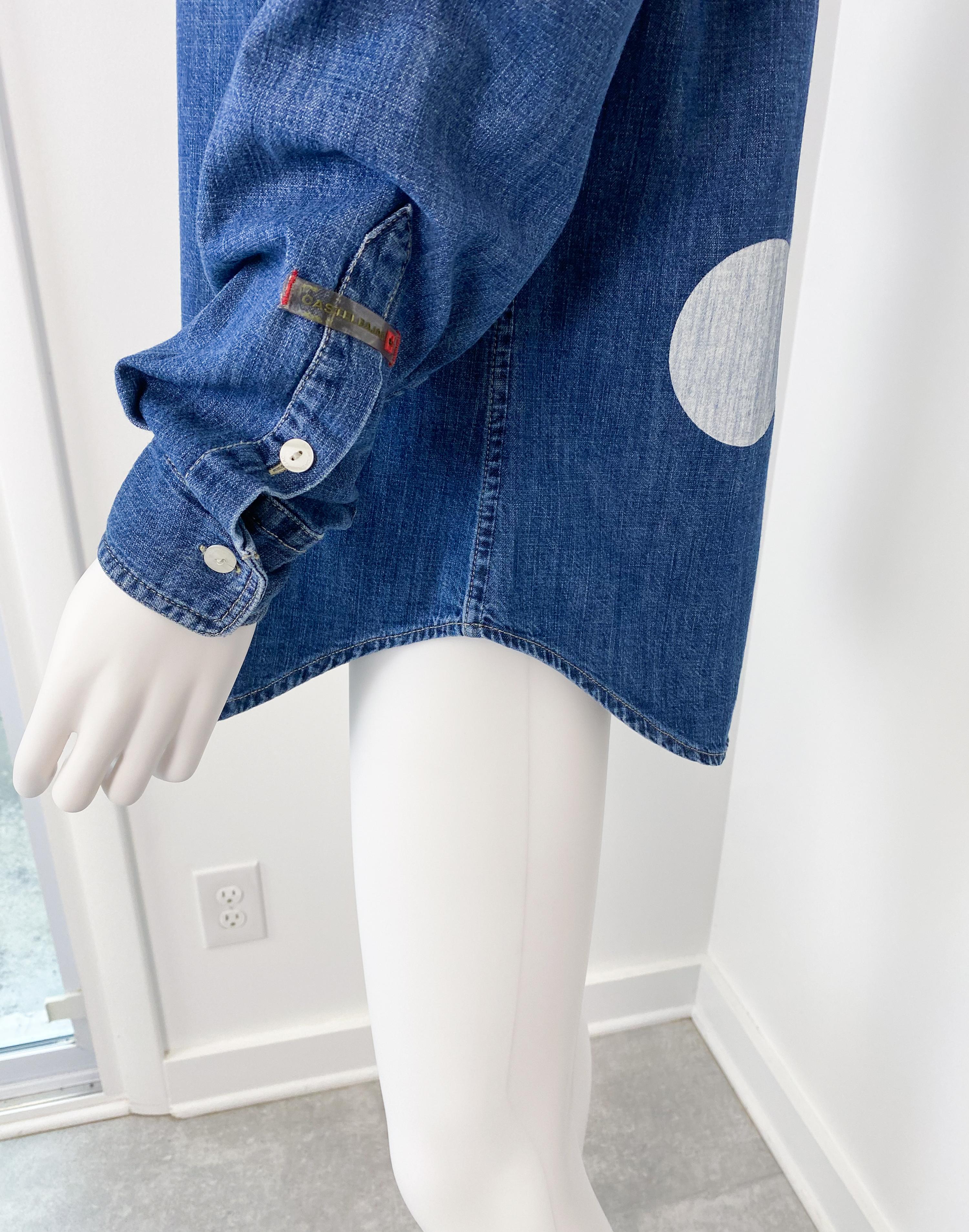 Spring 2012 Castelbajac Mickey Mouse Denim Shirt Size Men S or Women L/XL For Sale 2