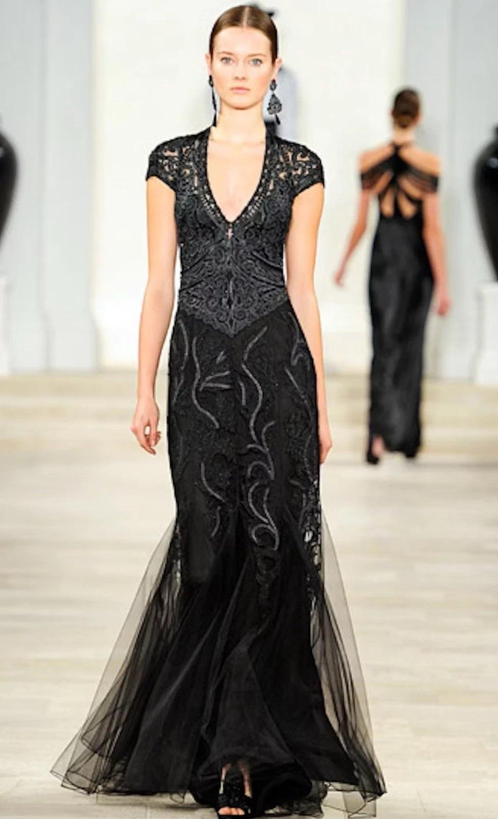 Ralph Lauren Runway printemps 2013 - Robe de soirée perlée à la main en vente 3