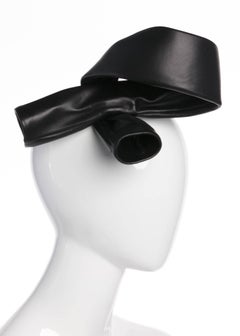 2014 S/S  Balenciaga Black Leather Knot Headband