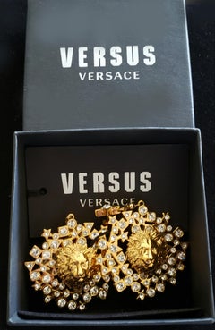 Spring 2015 New VERSACE VERSUS RHINSTONE & GOLD PLATED LION EARRINGS