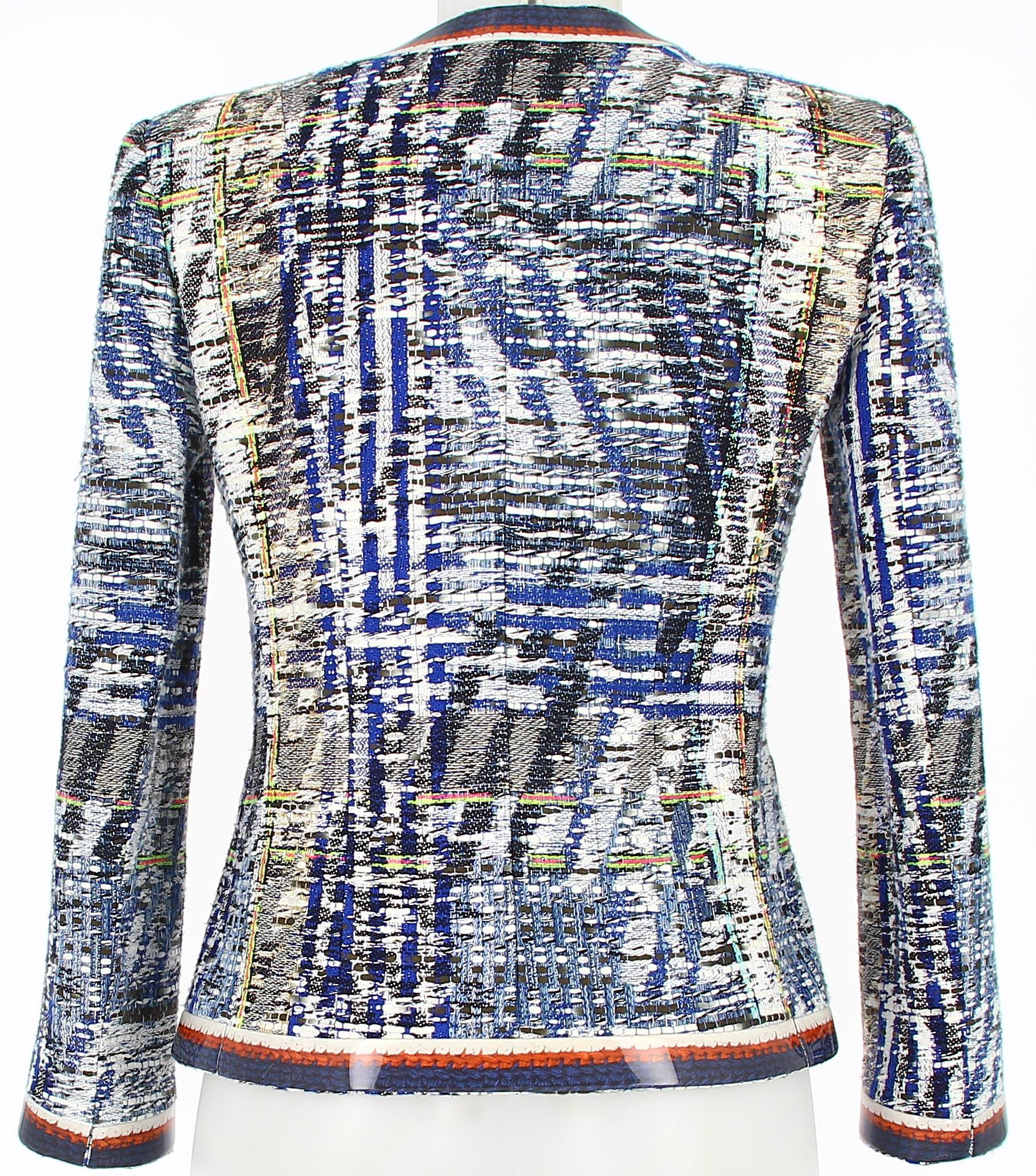 Frühjahr 2016 Chanel Blaue Tweed-Jacke (Grau) im Angebot