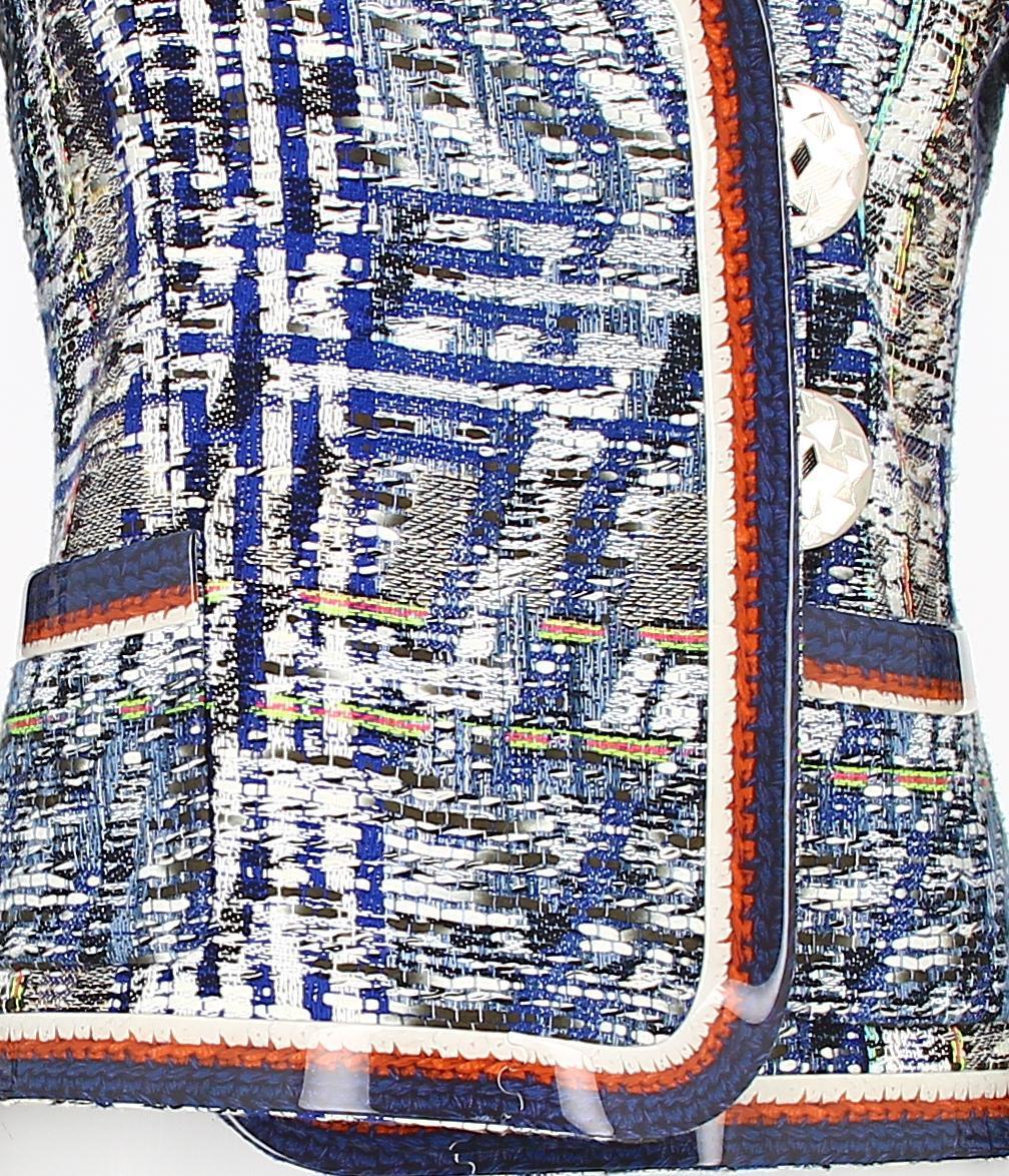 Frühjahr 2016 Chanel Blaue Tweed-Jacke im Zustand „Hervorragend“ im Angebot in PARIS, FR