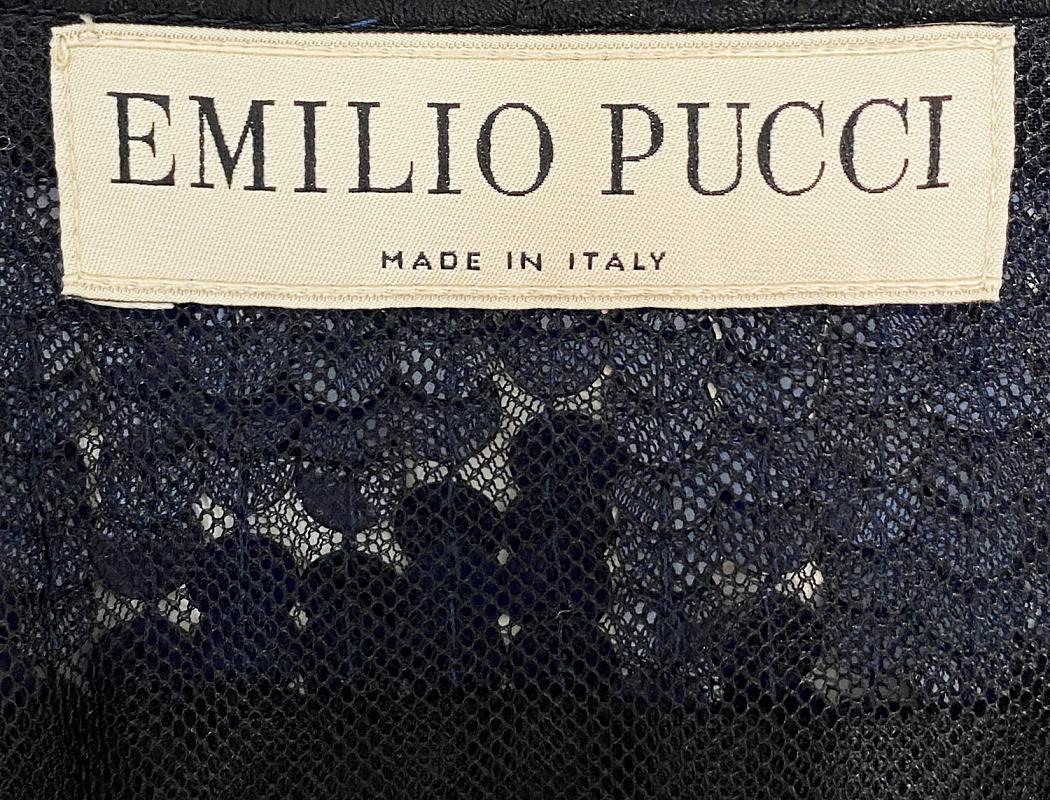 Spring 2016 EMILIO PUCCI VISCOSE NAVY BLUE LONG SEQUIN DRESS size M 1