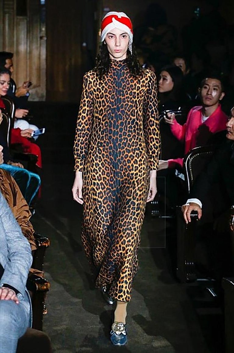 Spring 2019 Look # 22 GUCCI LEOPARD DRESS size M at 1stDibs