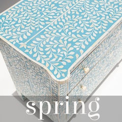 Spring Anglo Indian Blue Three Drawer Dresser