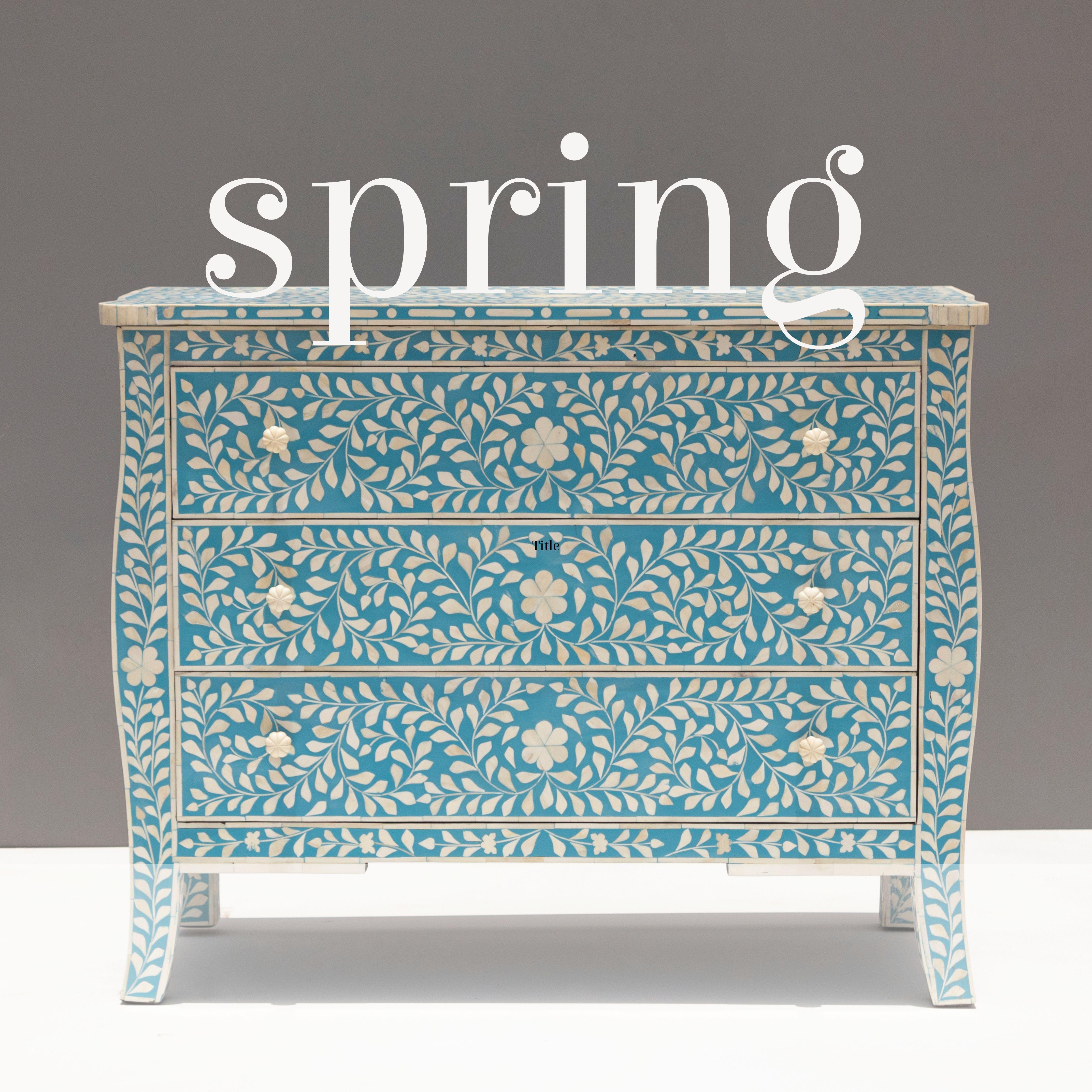 Spring Anglo Indian Blue Three Drawer Dresser In New Condition For Sale In New York, NY