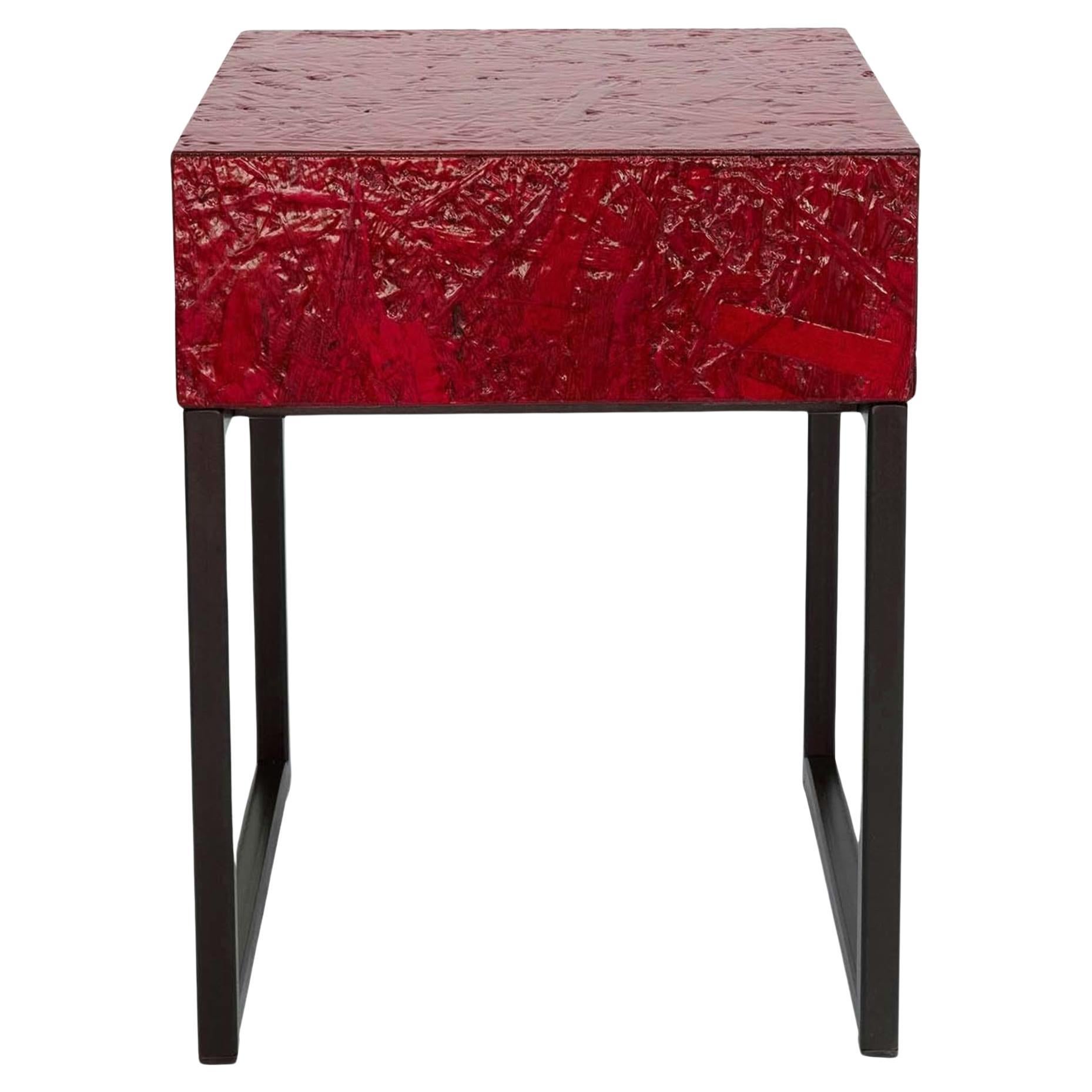 Table de chevet avec tiroir rouge de Fabrizio Contaldo  en vente