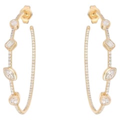 14-Karat-Gold-Creolen mit Fancy-Diamanten (insgesamt 2,88 Karat)