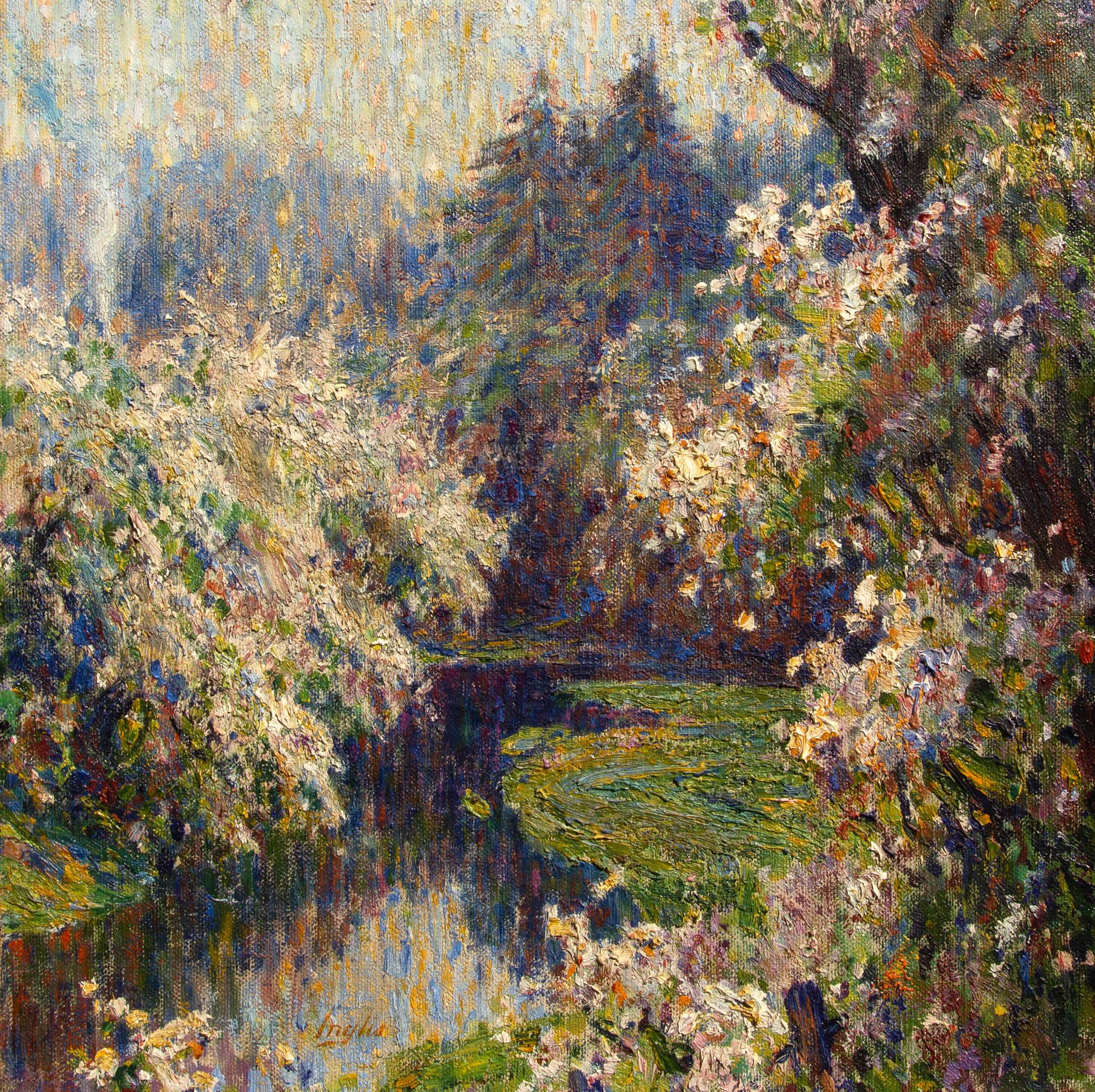 American impressionist painting by John Inglis. Oil on canvas, early 20th century. Unframed. One of several art works we are selling from a living estate.

John Inglis, originally from Dublin, Ireland (born in 1867), studied at the Dublin Academy