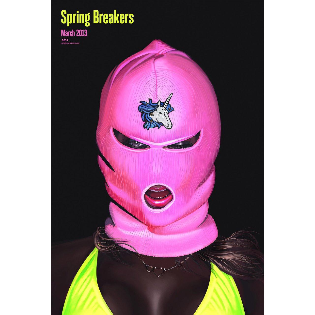 Original 2020 U.S. one sheet poster by Akiko Stehrenberger for the 2012 film Spring Breakers directed by Harmony Korine with James Franco / Selena Gomez / Vanessa Hudgens / Ashley Benson. Signed by Akiko Stehrenberger. Fine condition, rolled. Please