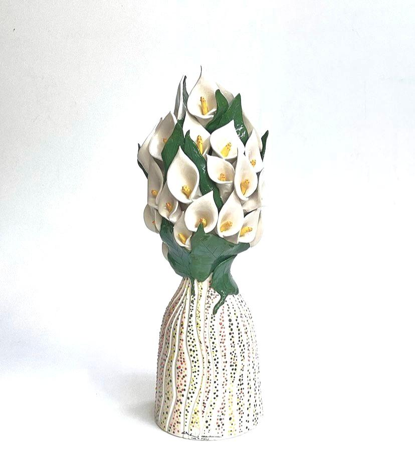 Spring Calla Blume gewebtes Gesicht, Elegant und Einzigartig. Handgefertigt, ohne Schimmel. Italien (Italienisch) im Angebot