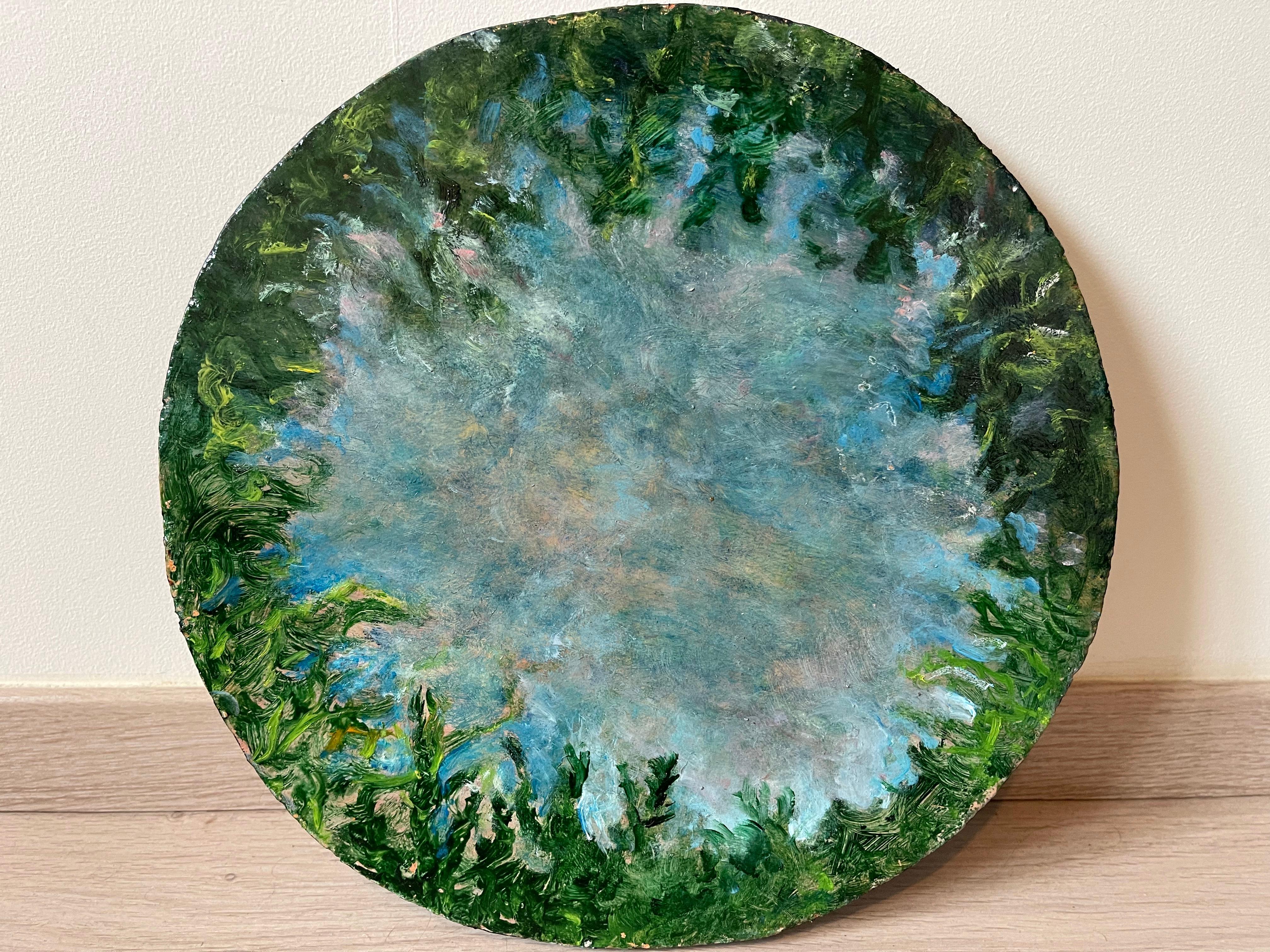 Spring Circle 3 - Elodie Huré
Oil on wood
Diameter: 34cm
February 2021
Signed on the back




Visual artist, videographer and collagist, also trained at the theater school, Elodie Huré expresses herself mainly through painting. With