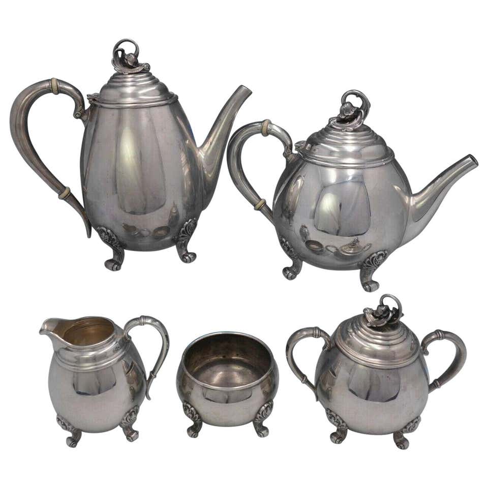 International Sterling Silver Tea 6-Piece Set Teak Handles Modernism ...