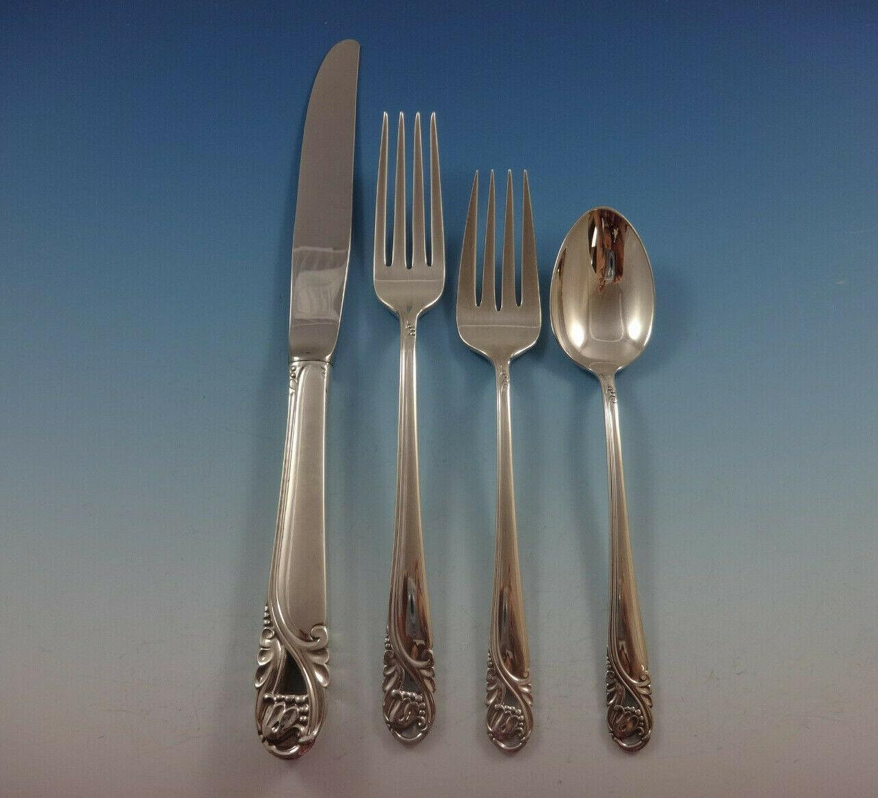 American Spring Glory by International Sterling Silver Flatware Service 8 Set 57 Pieces For Sale