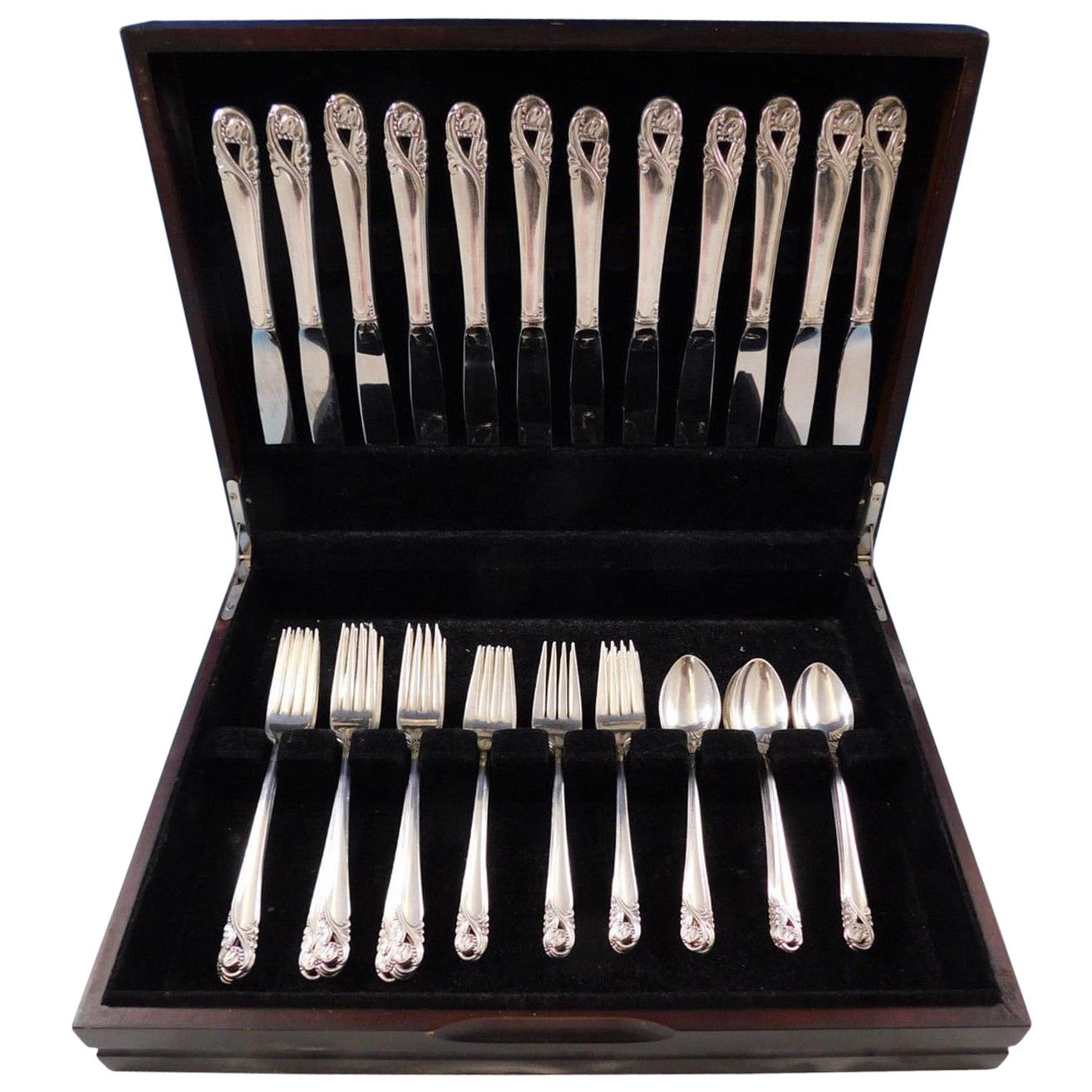 Spring Glory by International Sterling Silver Flatware Service for 12 Set 48 Pcs For Sale