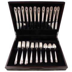 Used Spring Glory by International Sterling Silver Flatware Service for 12 Set 48 Pcs