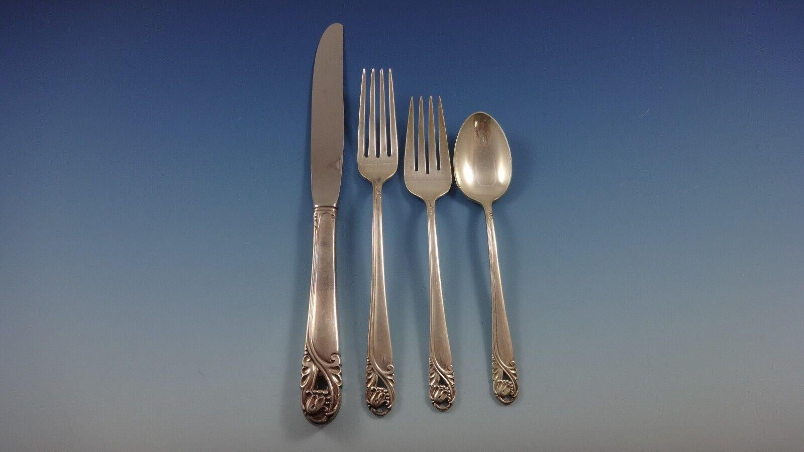 American Spring Glory by International Sterling Silver Flatware Service Set 46 Pieces For Sale