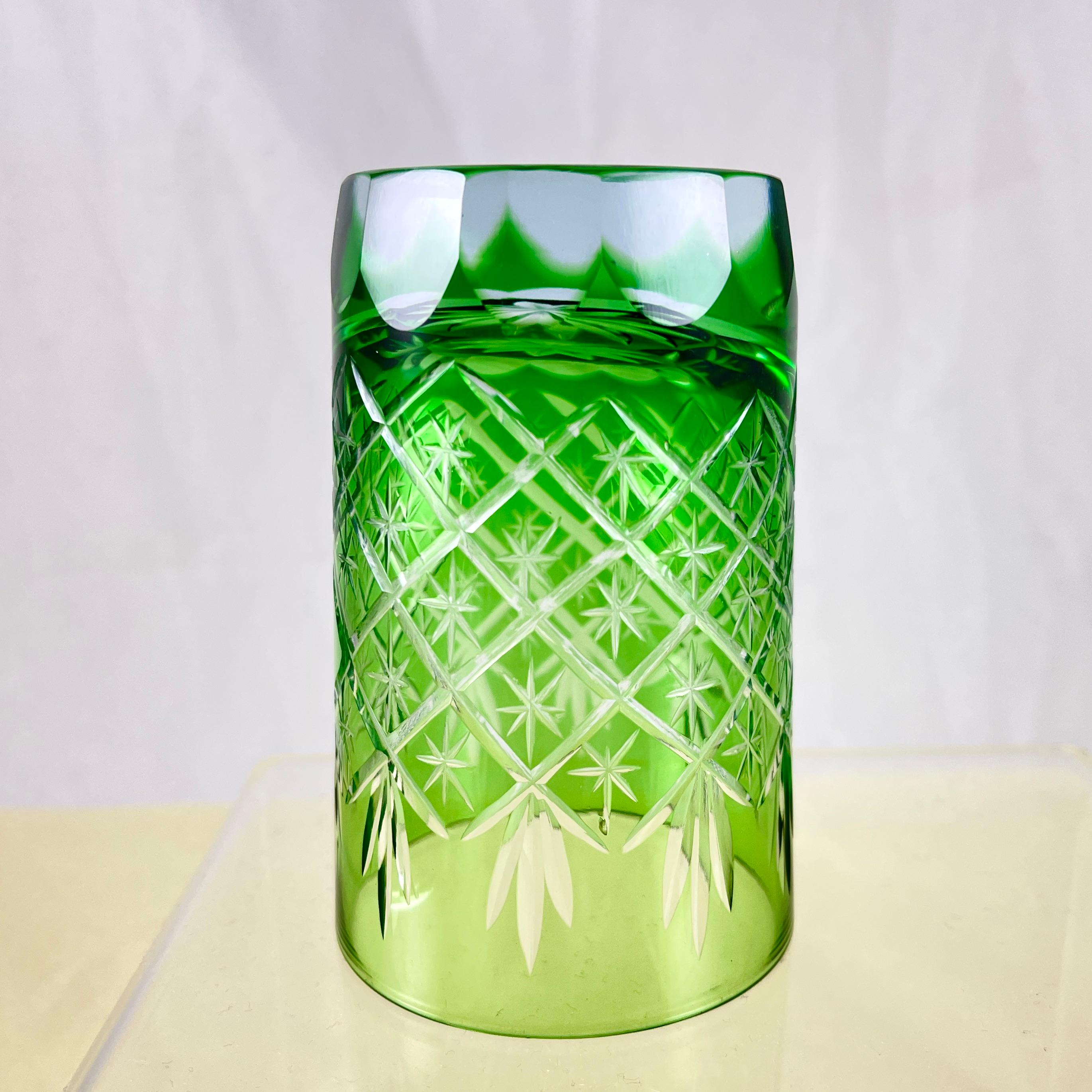 Spring Green Cut to Clear Crystal Rocks Glasses, Set of 12 5