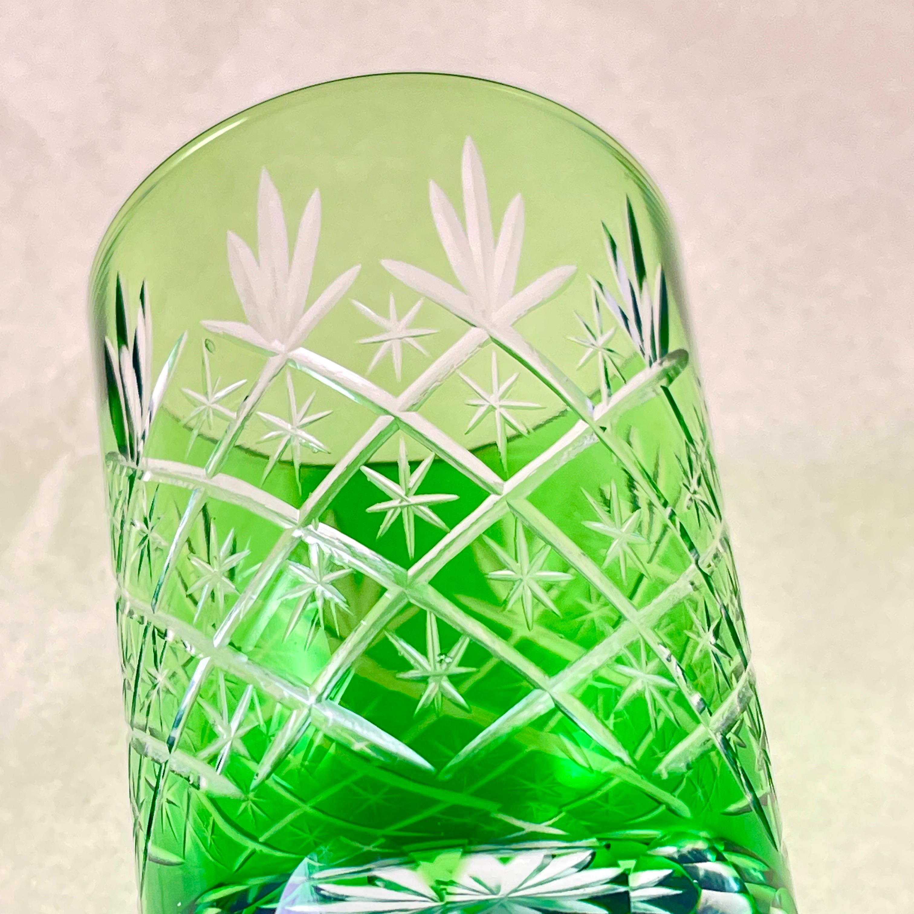 Spring Green Cut to Clear Crystal Rocks Glasses, Set of 12 6
