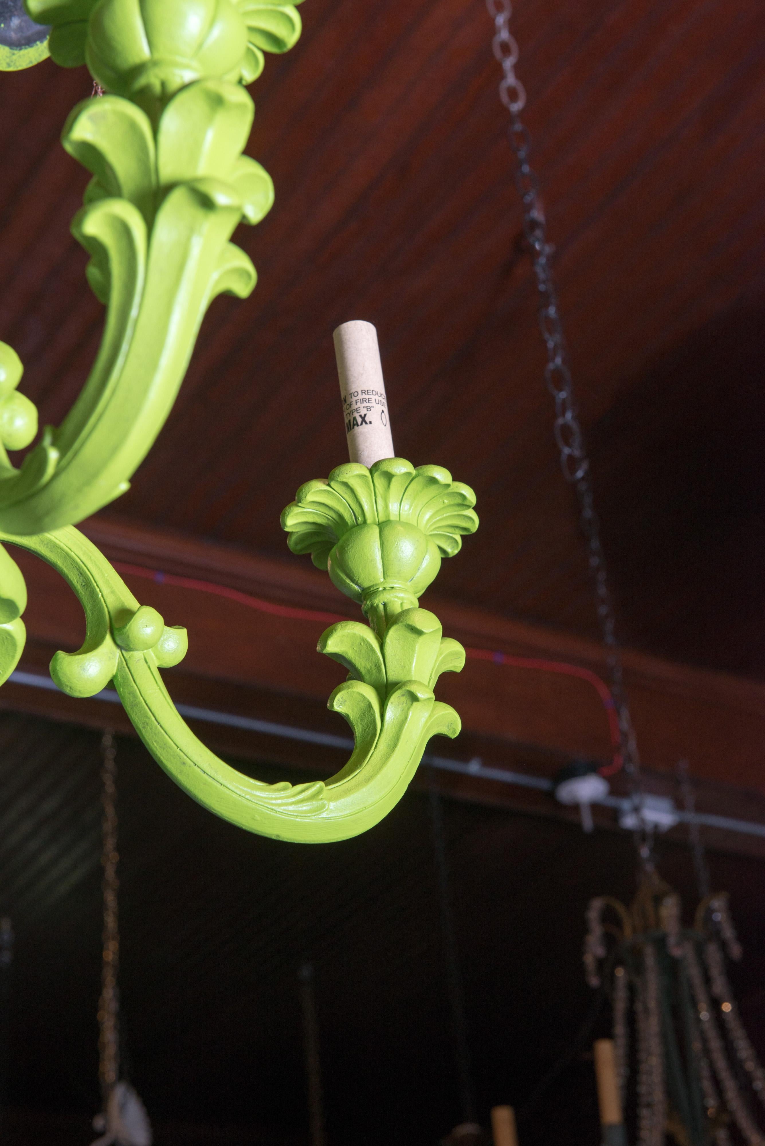 Late 20th Century Spring Green Foliate Chandelier For Sale