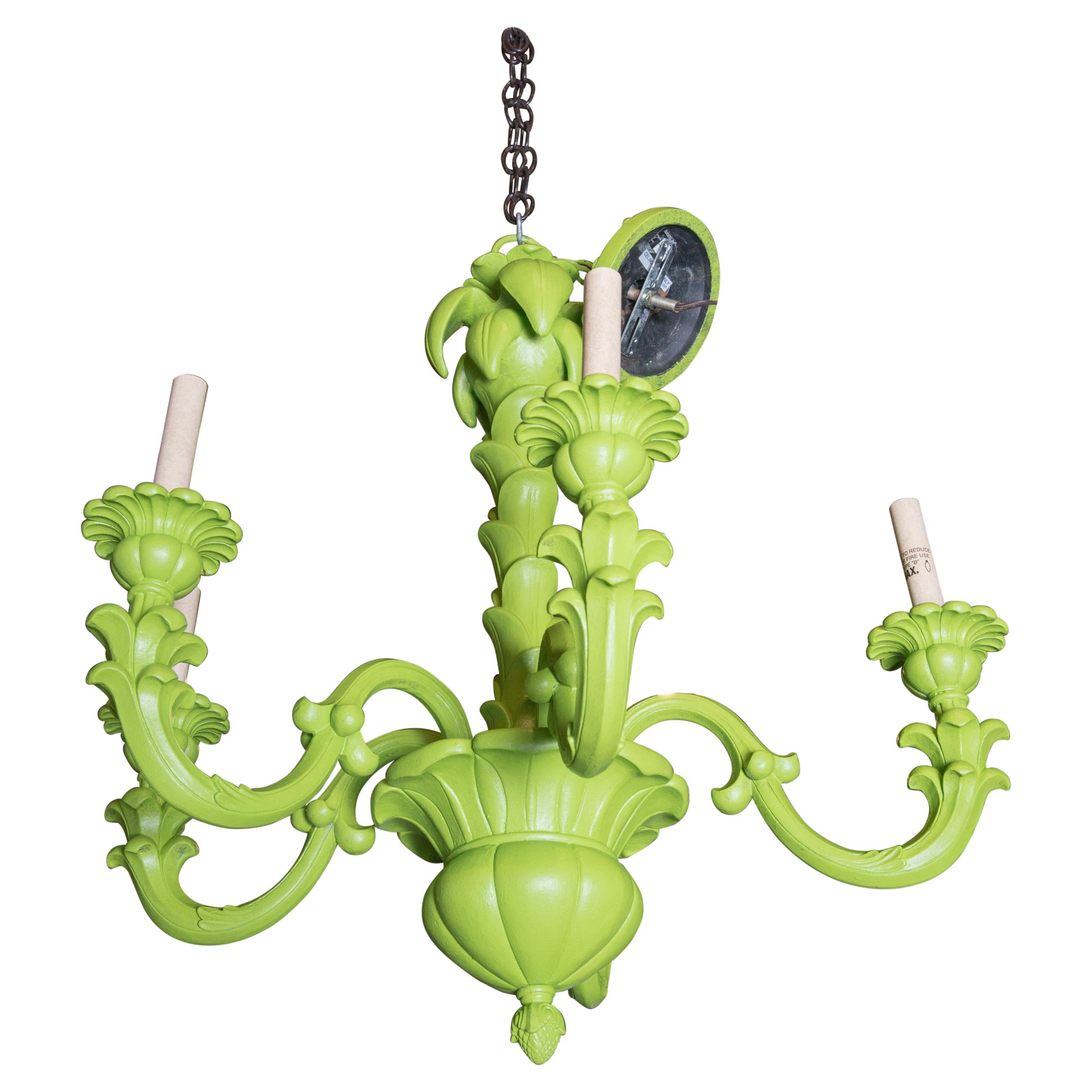 Spring Green Foliate Chandelier For Sale