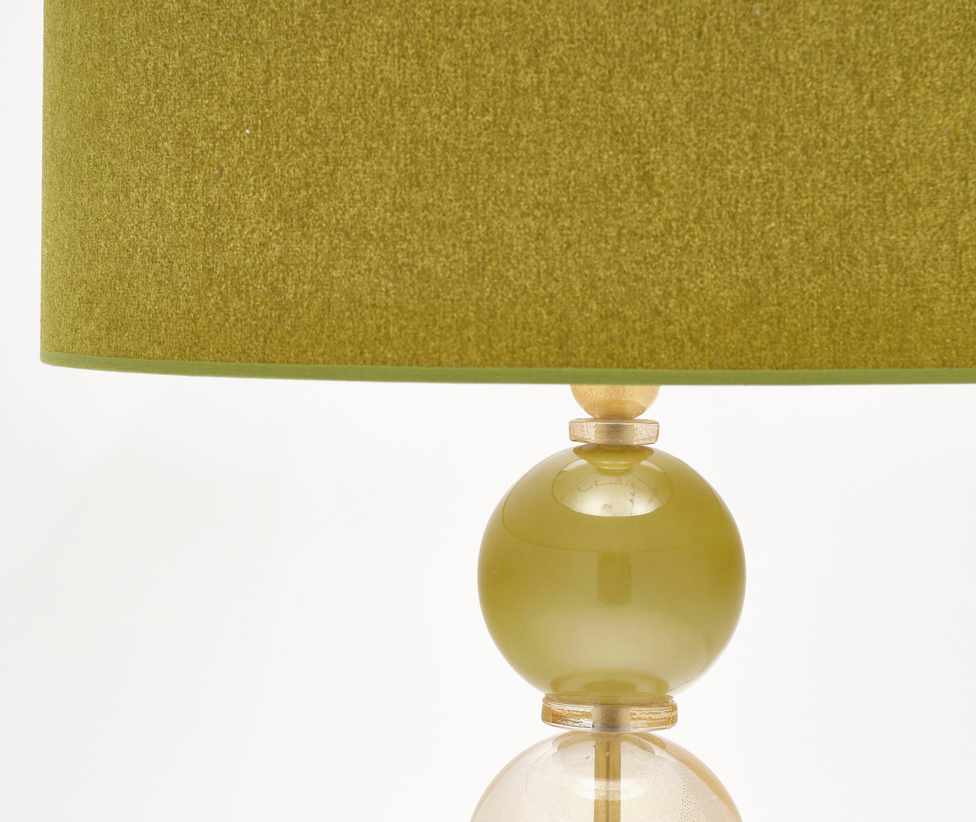 Mid-Century Modern Spring Green Murano Glass Lamps