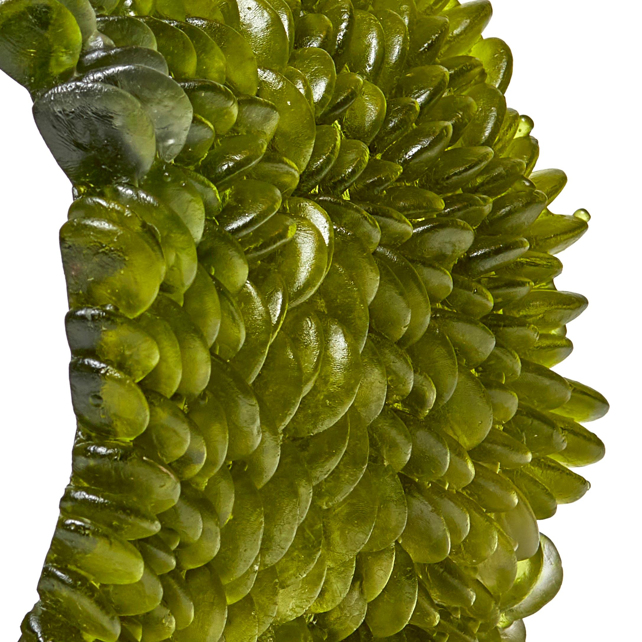  Spring Greens, Unique Glass Sculpture in Olive Green by Nina Casson McGarva In New Condition In London, GB
