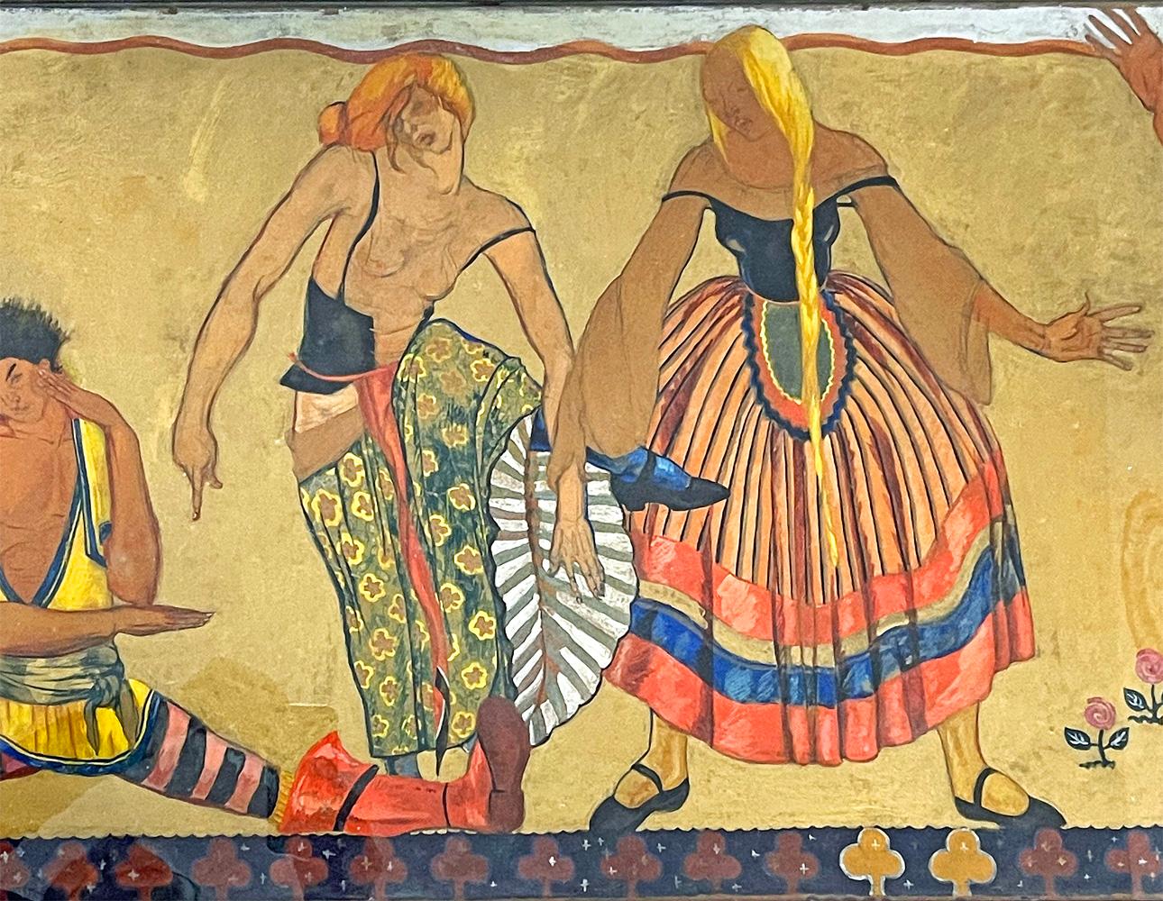 Importante peinture des années 1920 évoquant le ballet de Stravinsky et la robe folklorique polonaise Excellent état - En vente à Philadelphia, PA