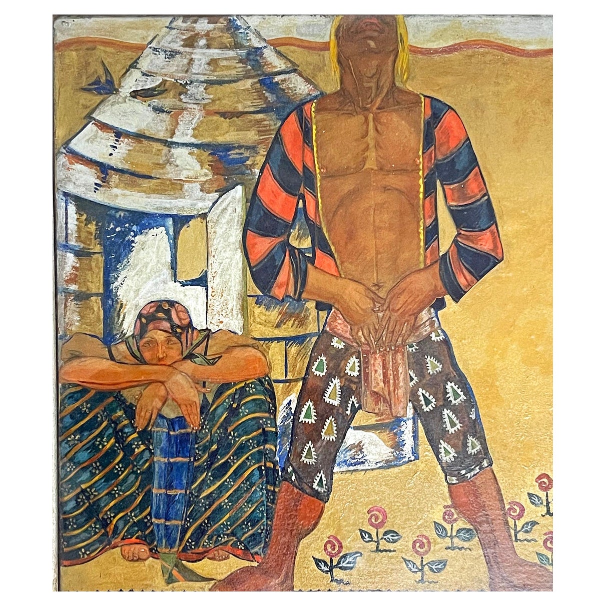 Importante peinture des années 1920 évoquant le ballet de Stravinsky et la robe folklorique polonaise