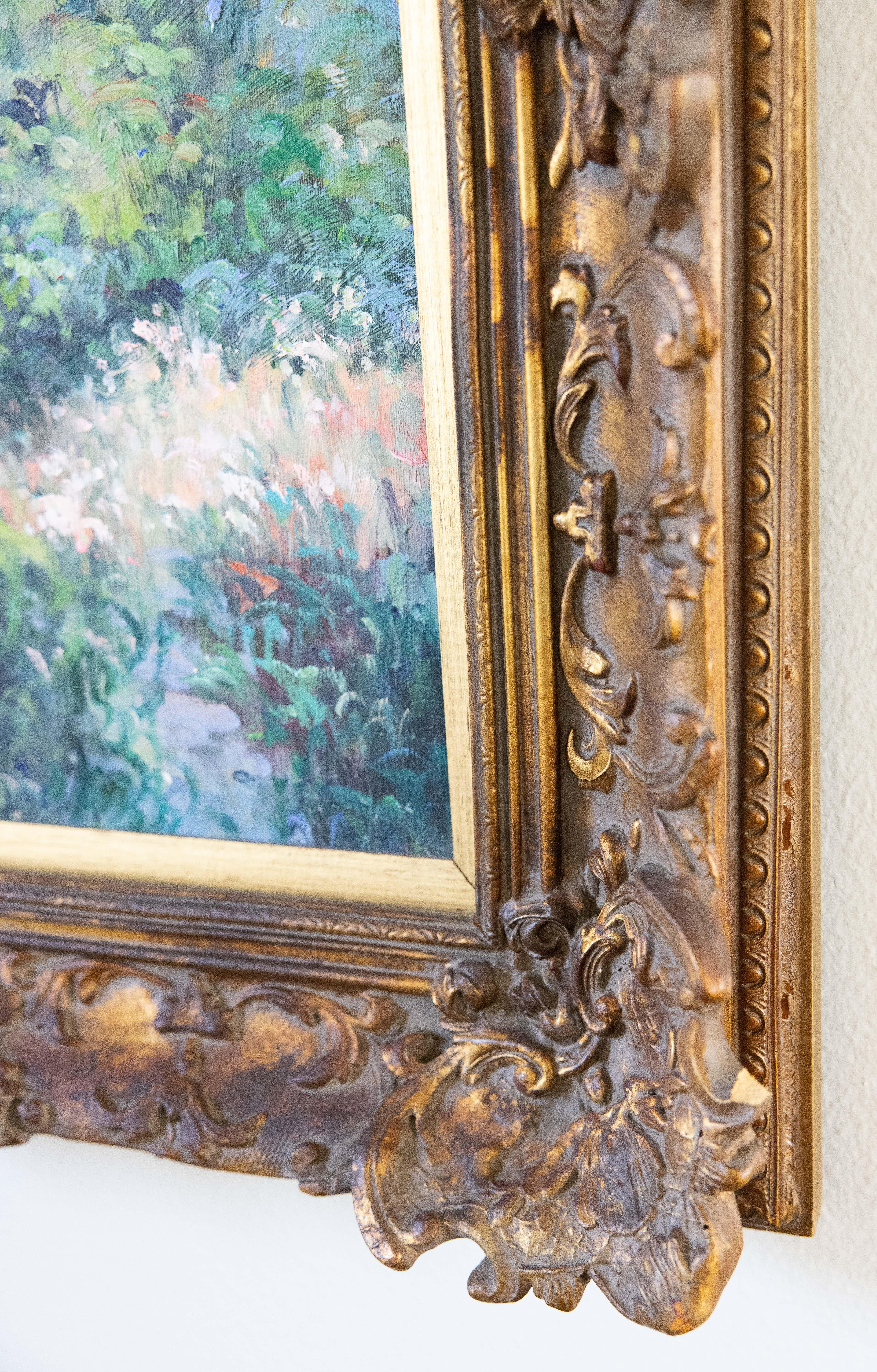 Spring Impressionist Landscape, Oil on Canvas, Signed and Framed For Sale 1
