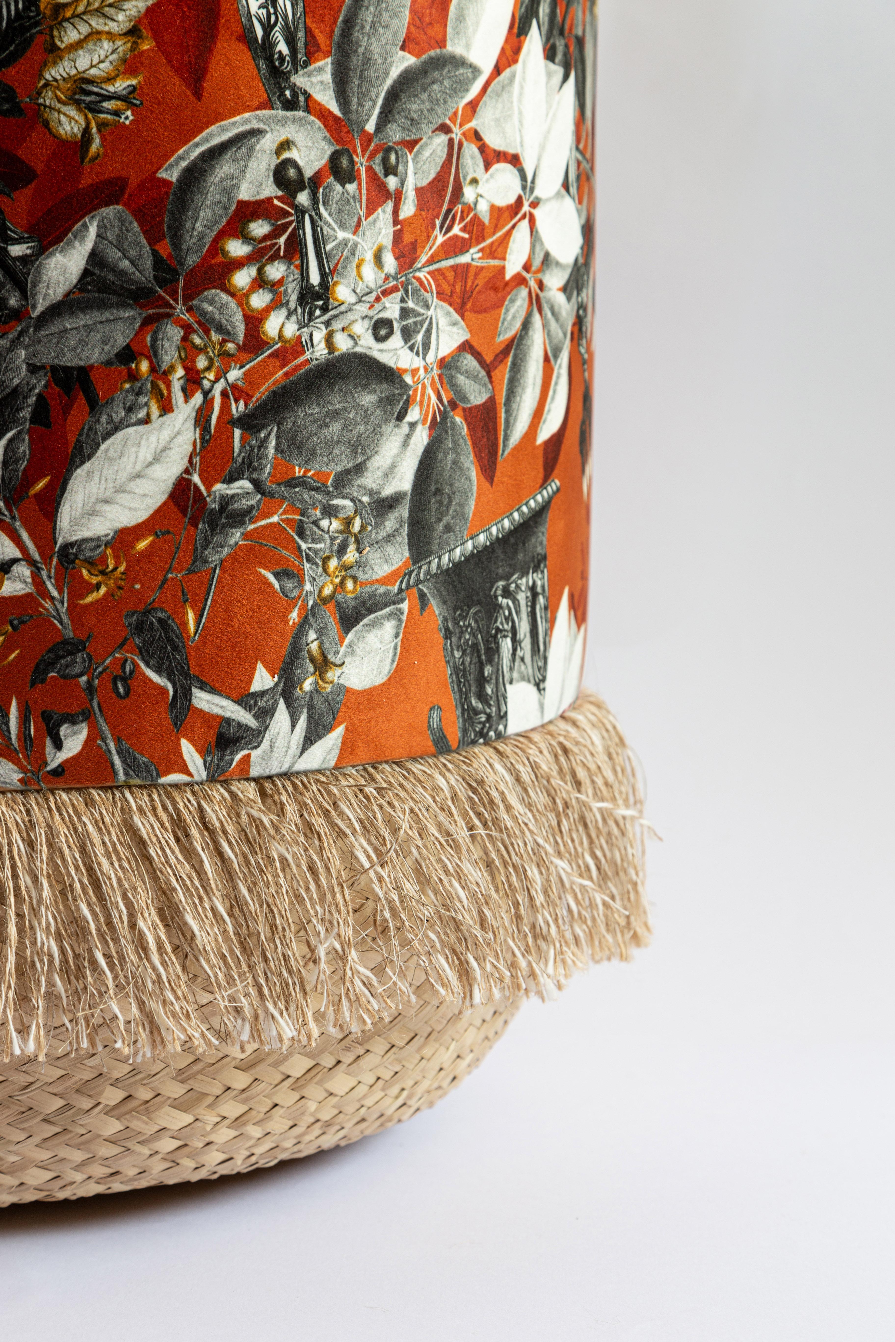 Printemps à Rome, Pouf contemporain en velours imprimé et tissu noir de Vito Nesta Neuf - En vente à Milano, Lombardia