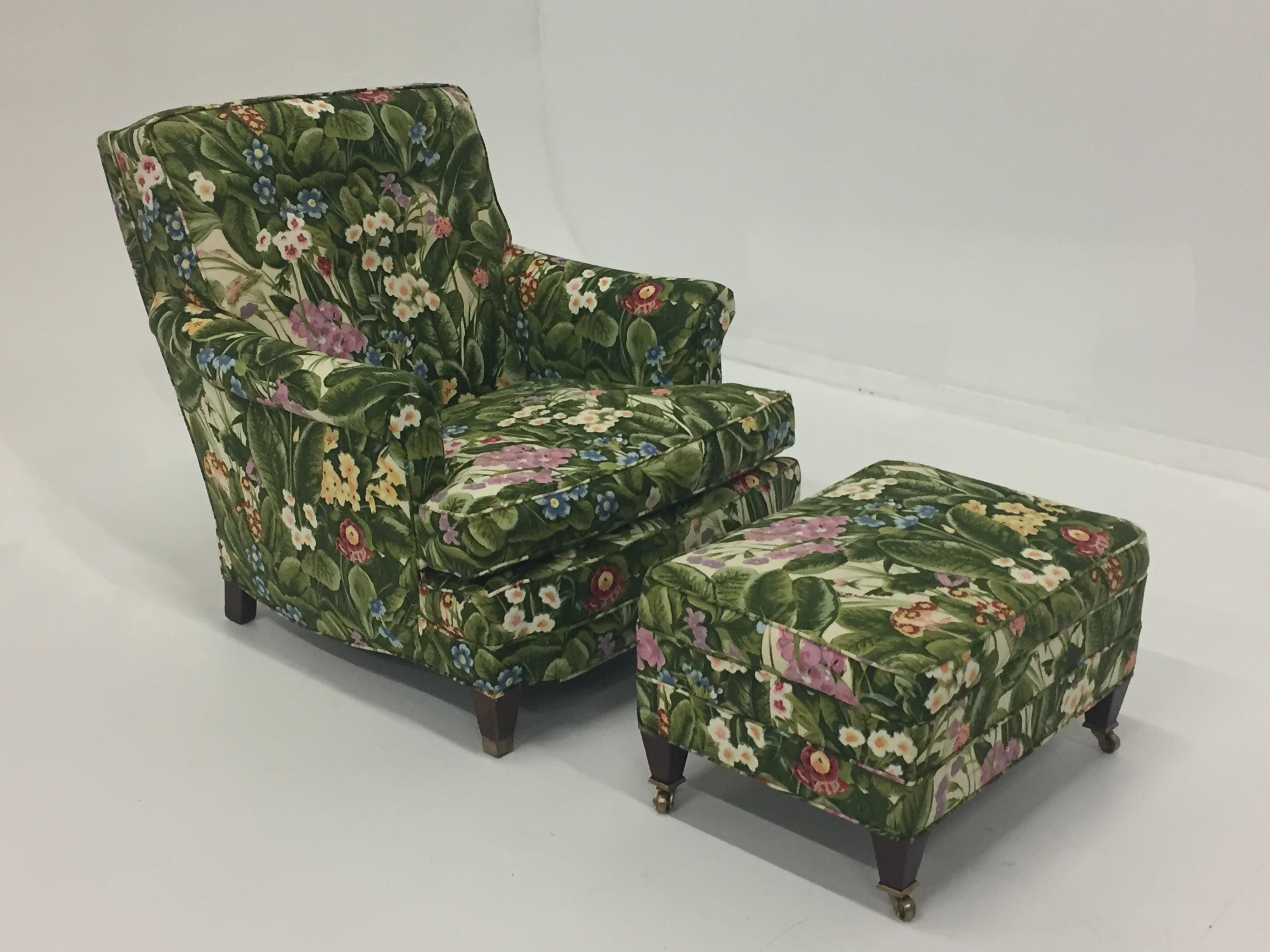 Upholstery Spring is in the Air Upholstered Club Chair and Ottoman Set