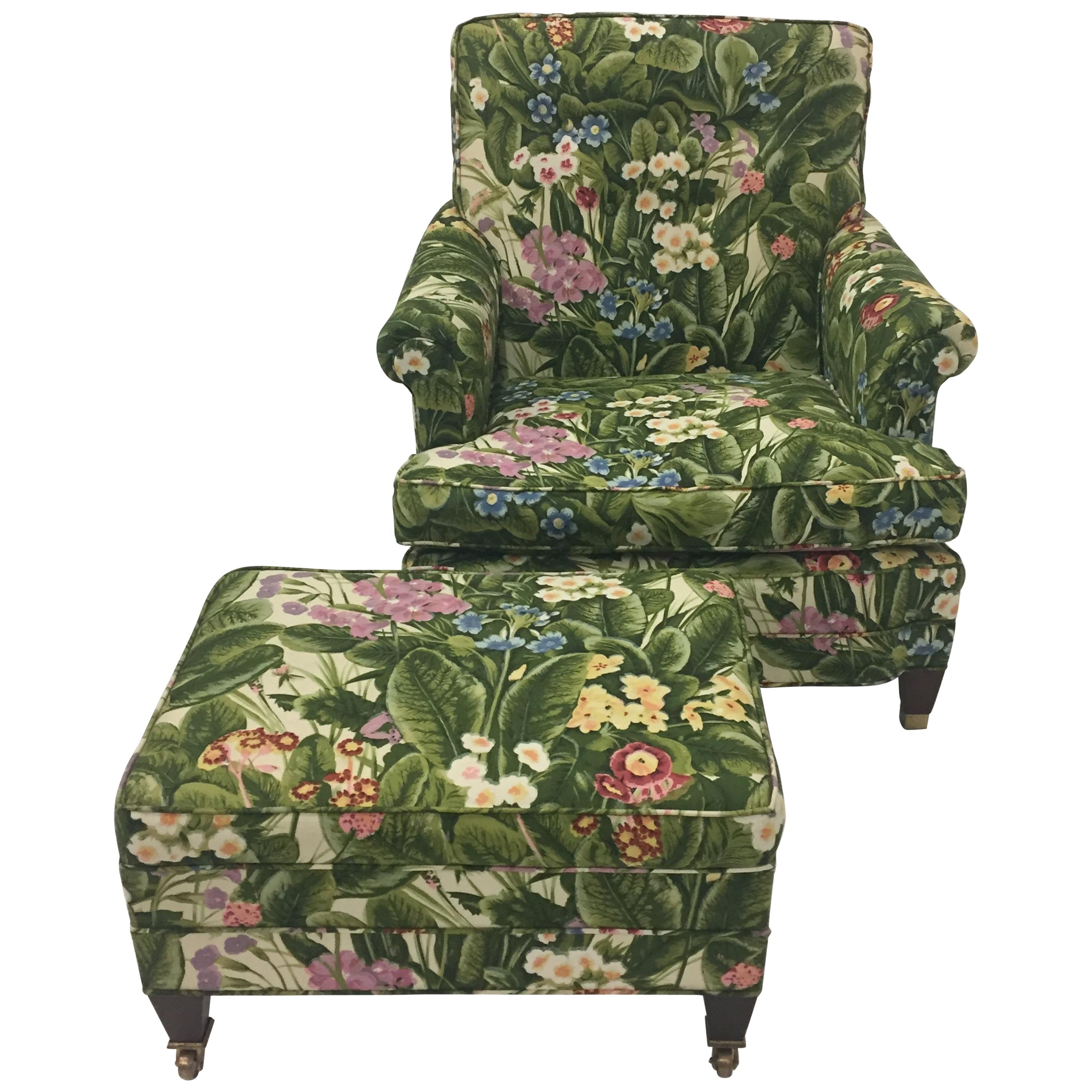 Spring is in the Air Upholstered Club Chair and Ottoman Set