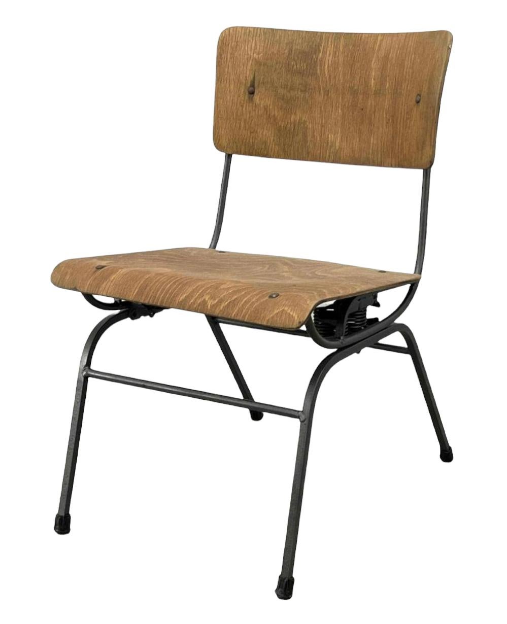 Spring Loaded Iron and Molded Wood American Lounge Chair For Sale 5