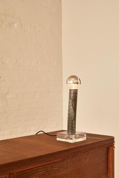 Spring Pillar Table Lamp with Exposed Bulb