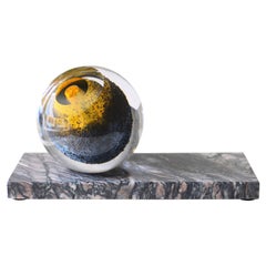 'Spring Poetry' Vase in Mouth Blown Glass in Bright Yellow and Purple
