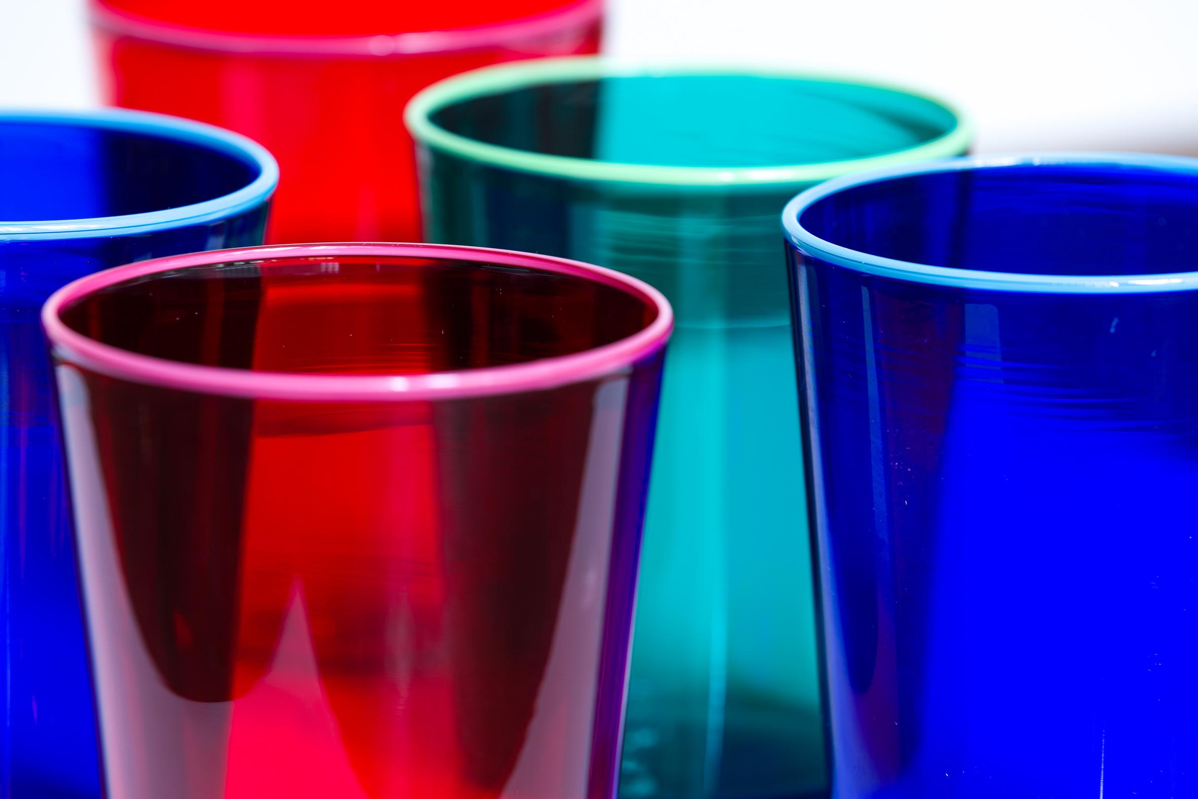 Spring is an elegant handblown tumbler with bright colors. It is hand blown in red, green, amethyst, grey, blue and black, each with a fun matte rim.

After having designed such a successful glass that is the Vaso, Giberto took it upon himself to