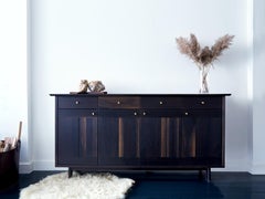 Spring Sideboard, Oxidized Walnut with Turned Brass Pulls