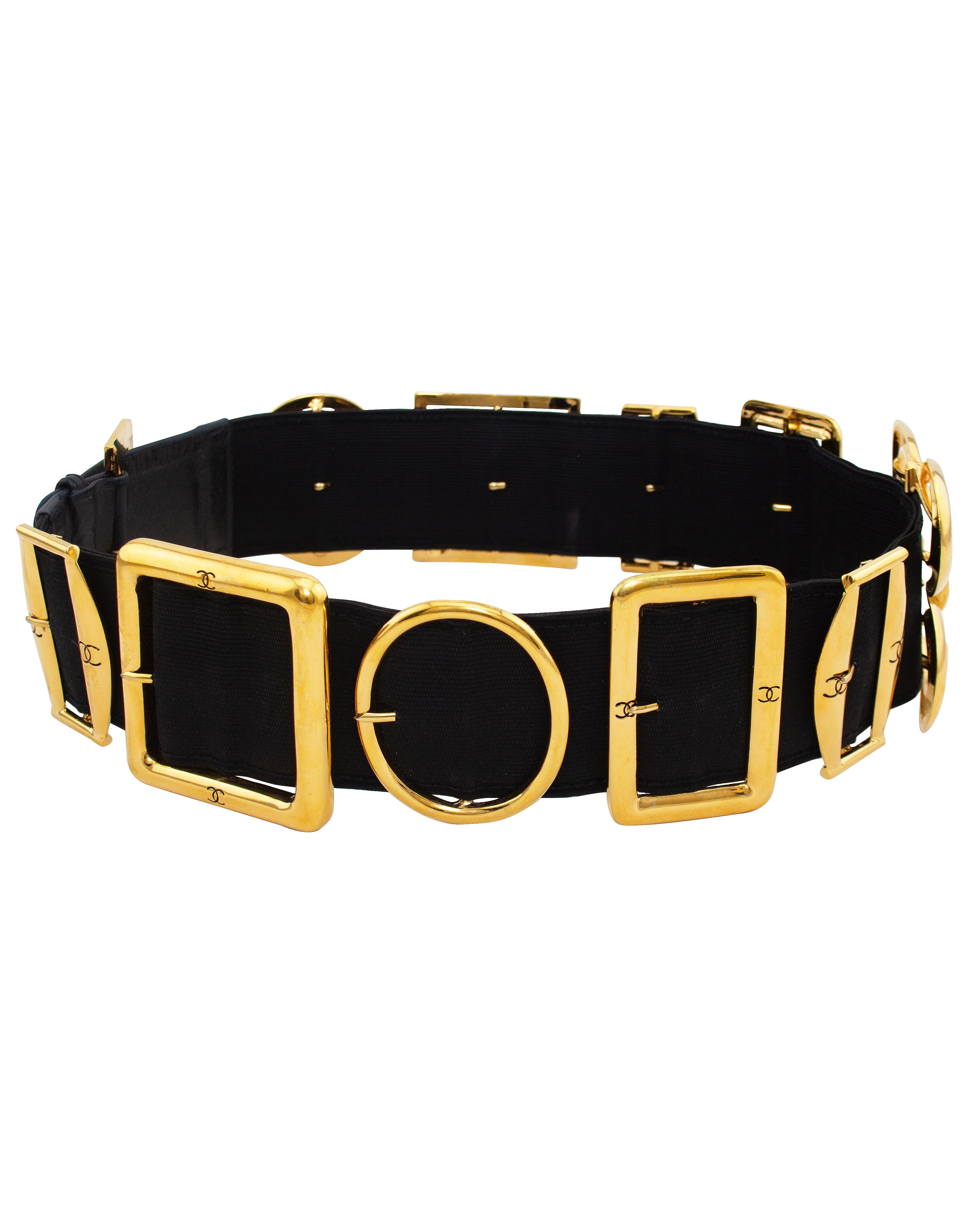 Spring/Summer 1988 Chanel Multi Buckle Stretch Belt In Good Condition For Sale In Toronto, Ontario